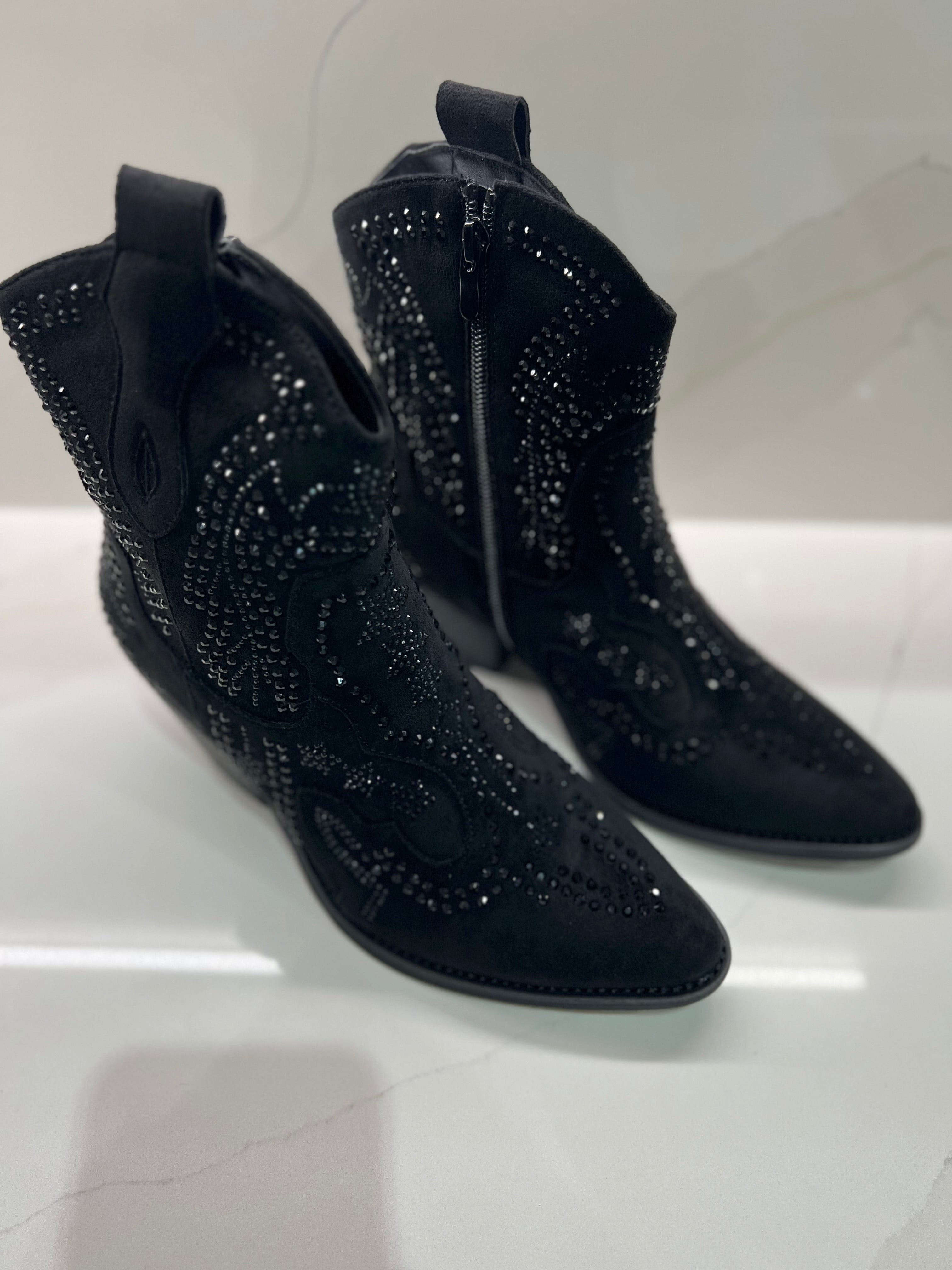 The Calista Embellished Boot Black