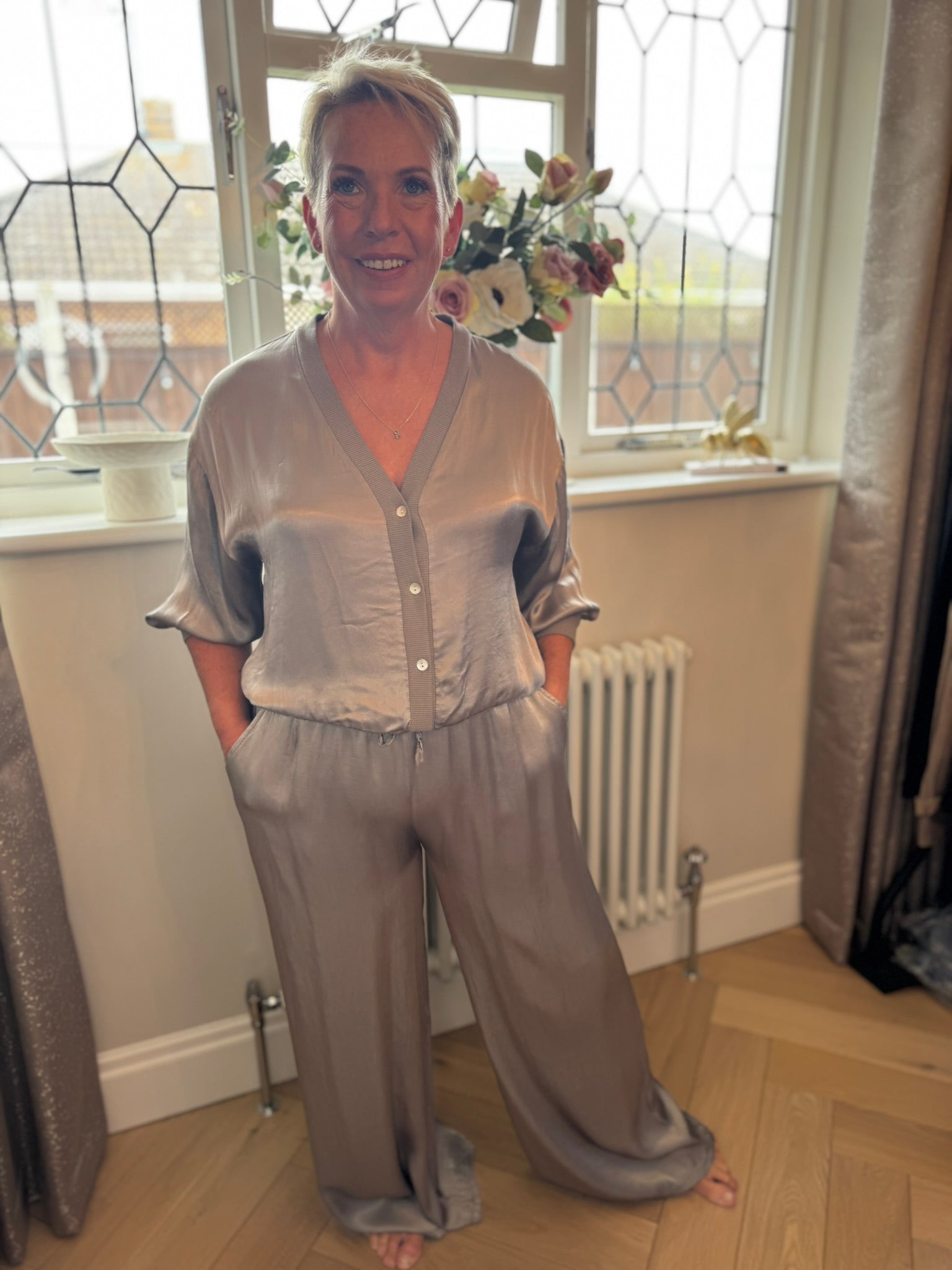 Darcie Button Satin Co-ord