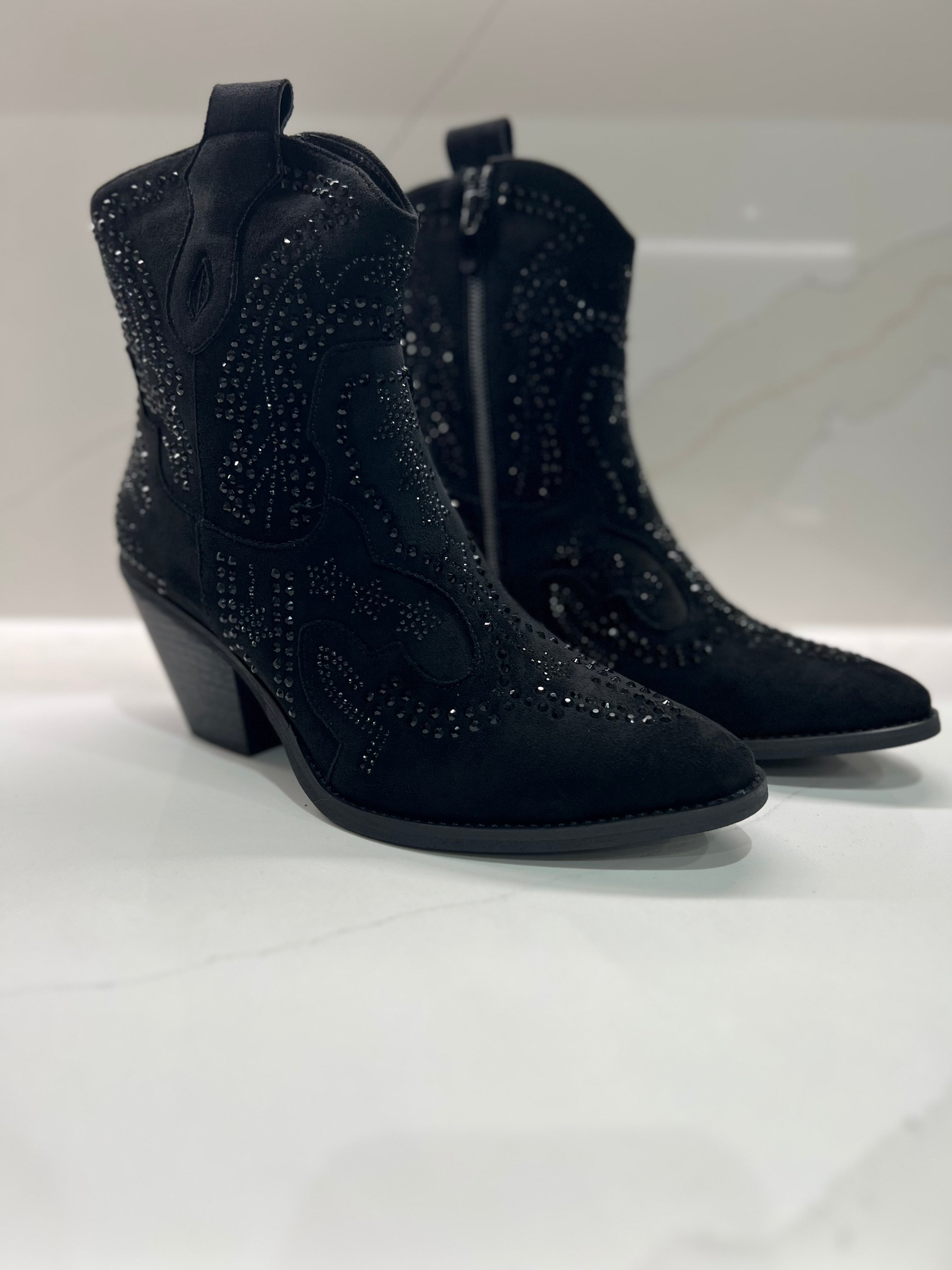The Calista Embellished Boot Black