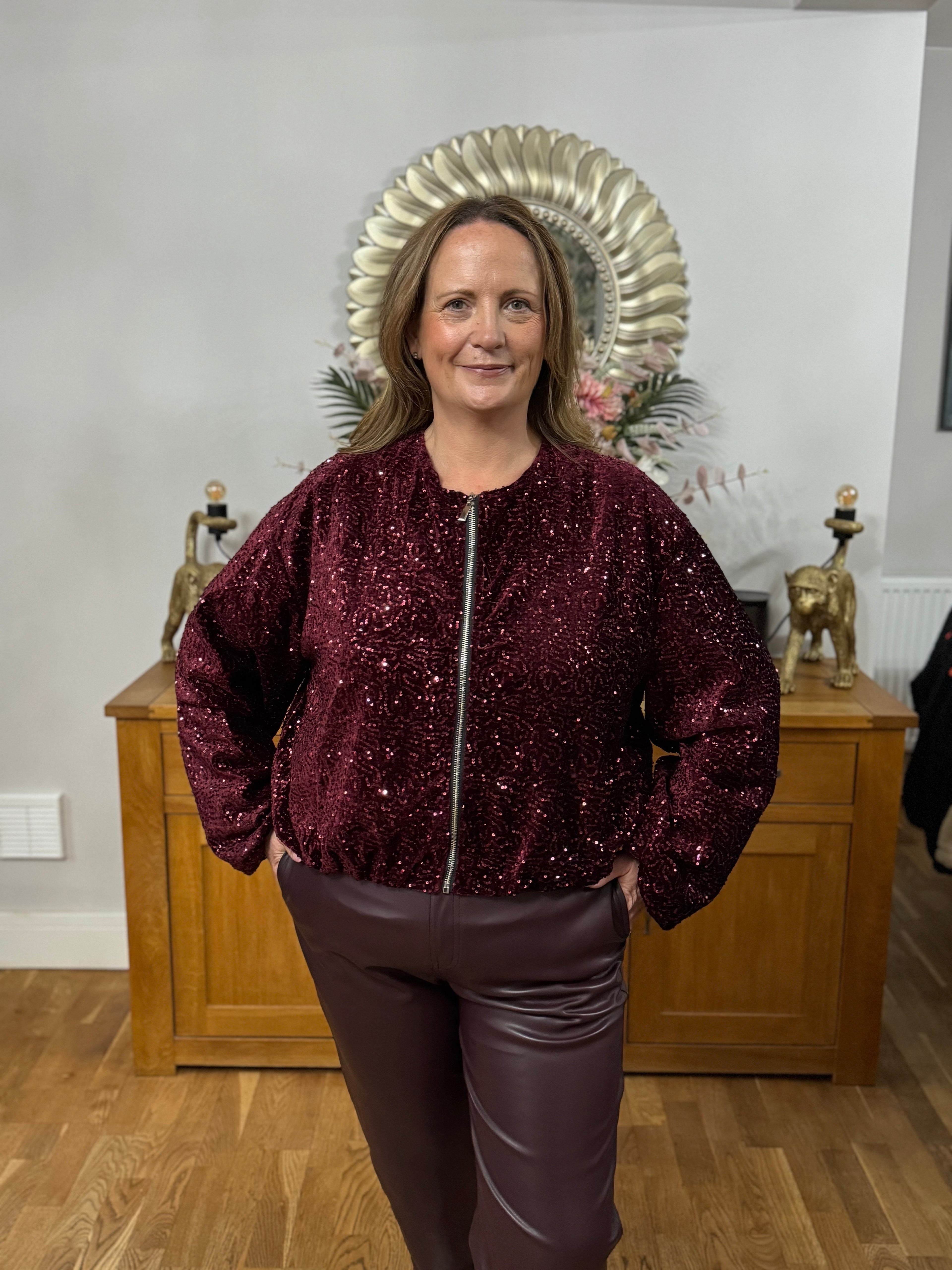 The Kaia Sequin Bomber