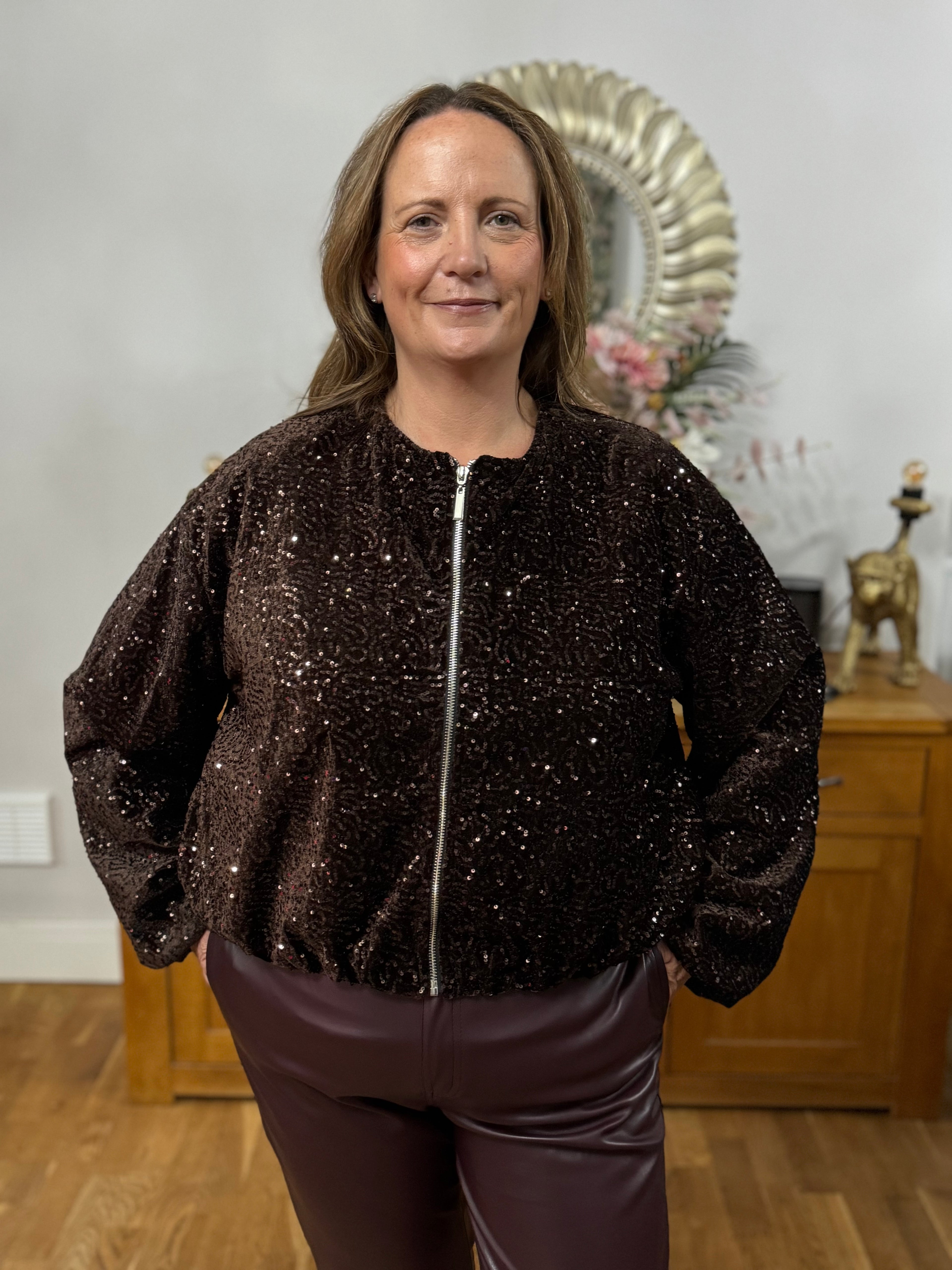 The Kaia Sequin Bomber