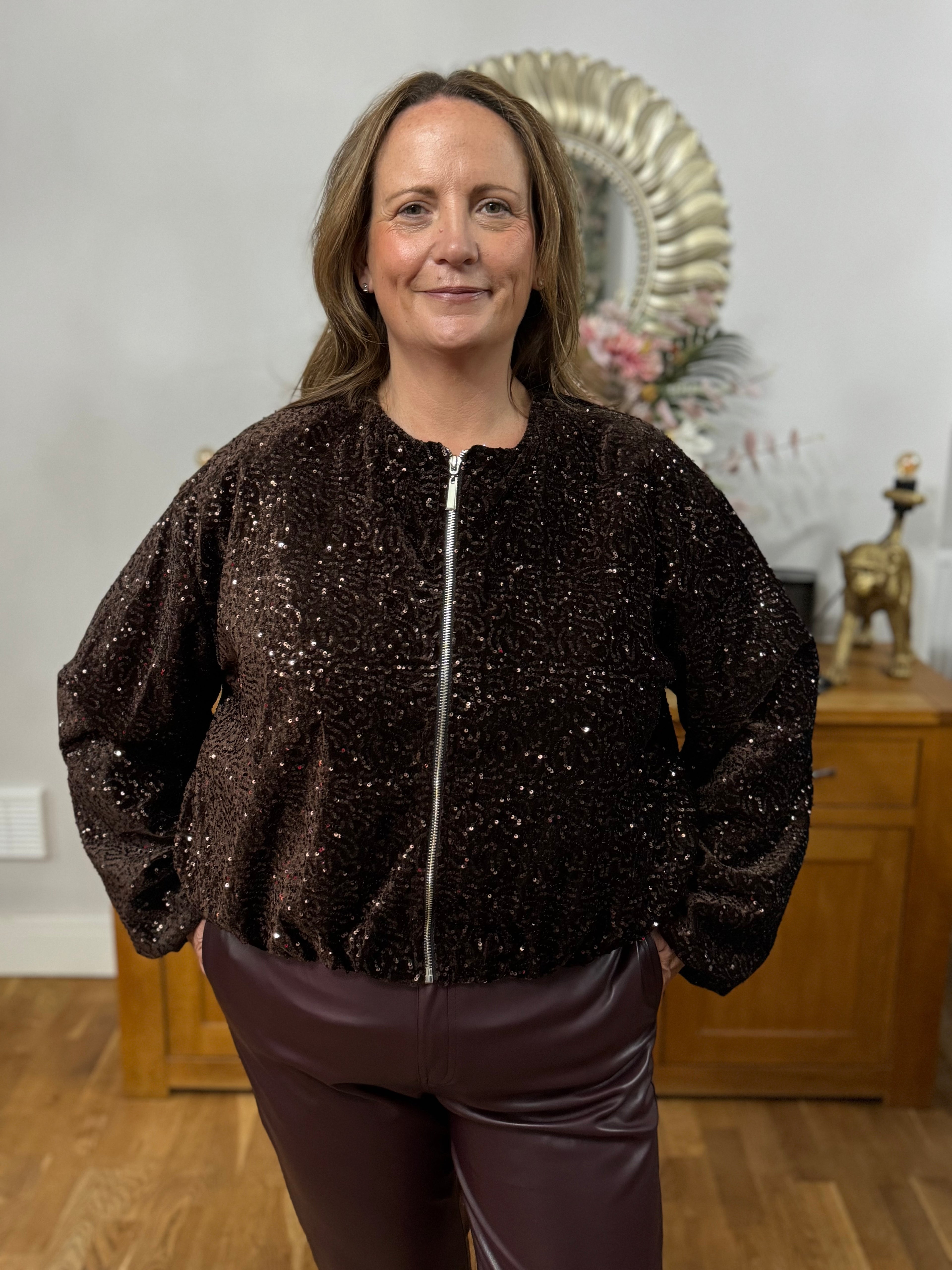 The Kaia Sequin Bomber