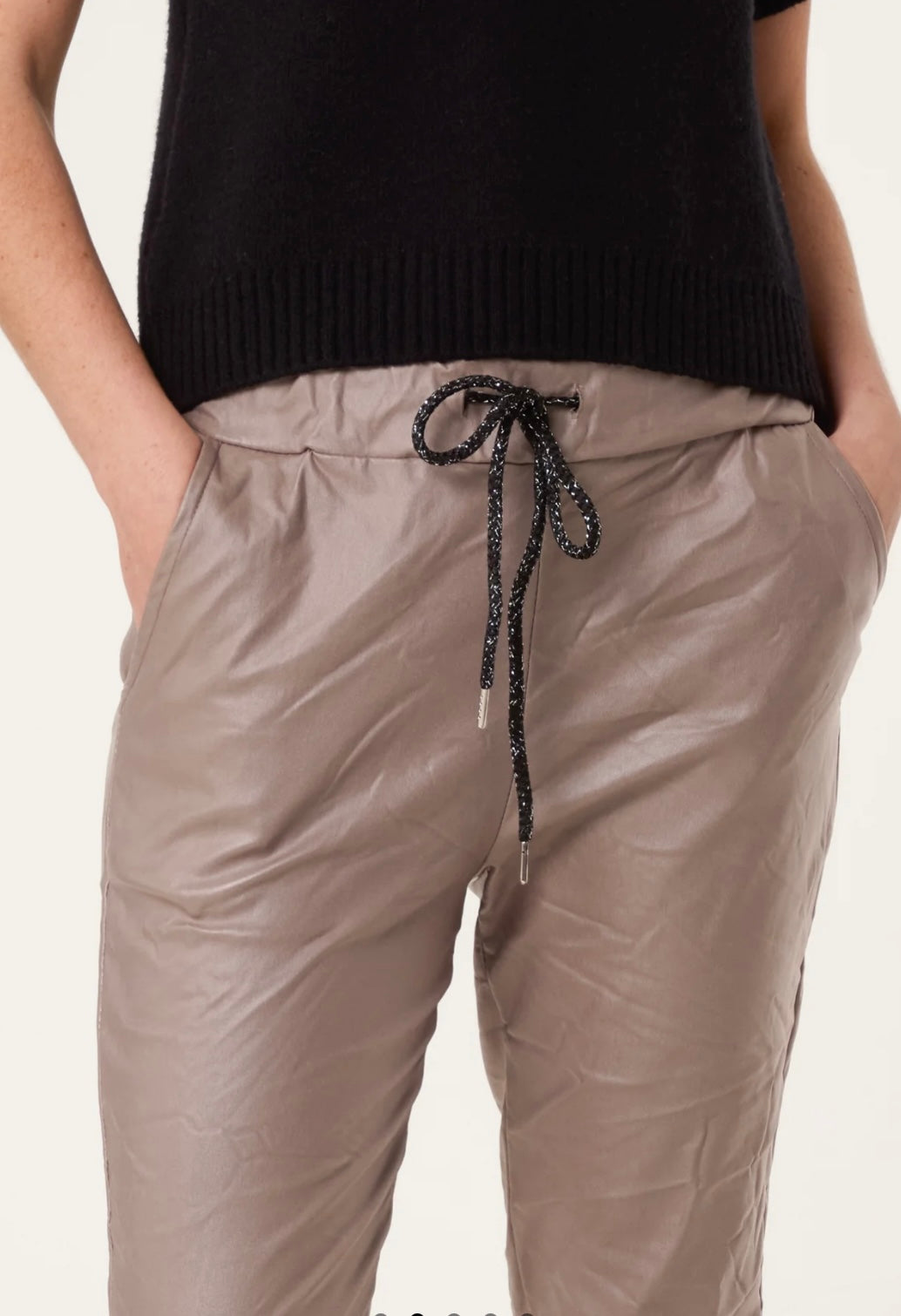 Grace Faux Leather PU Coated Crushed Magic Trousers