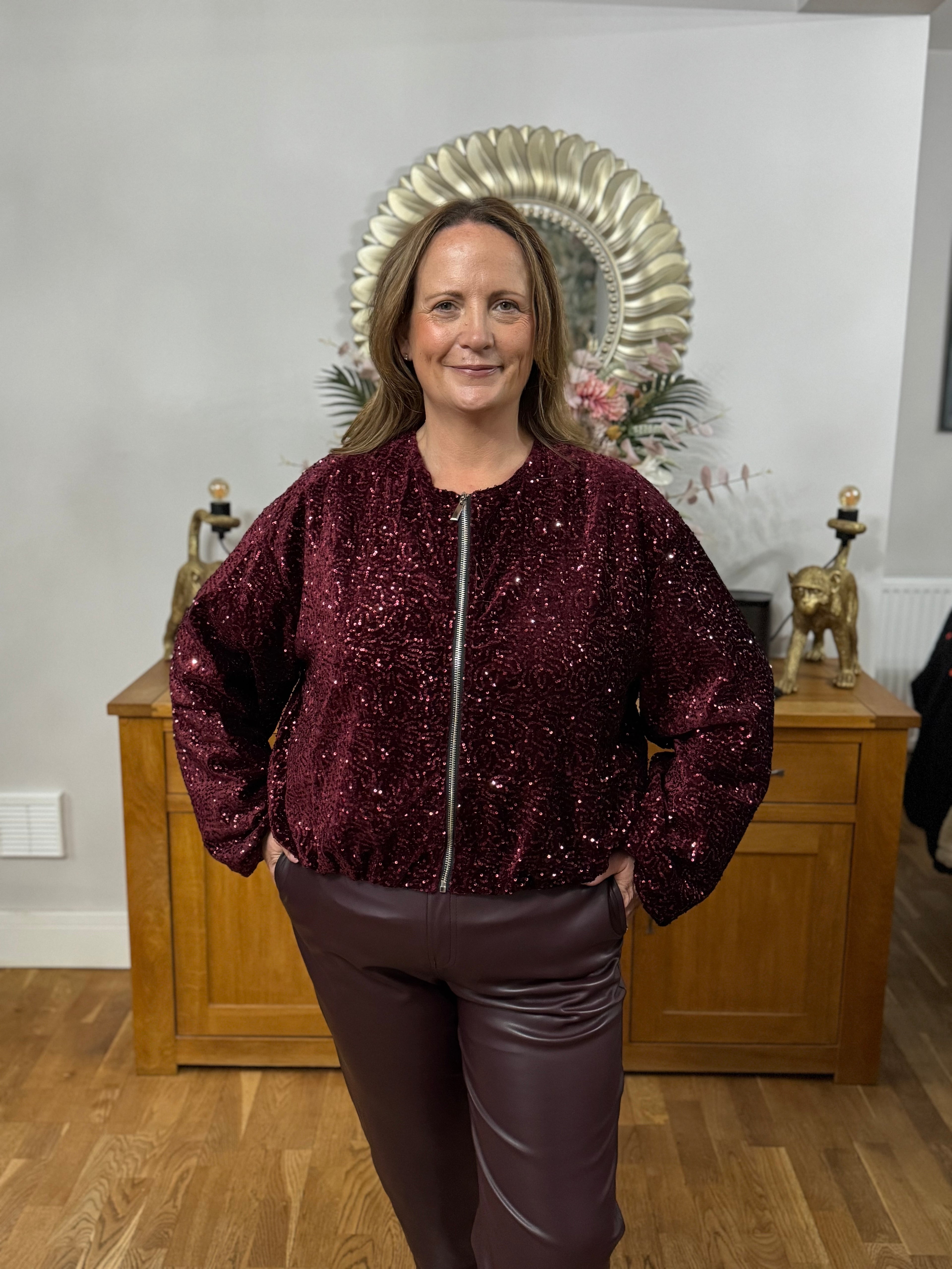 The Kaia Sequin Bomber