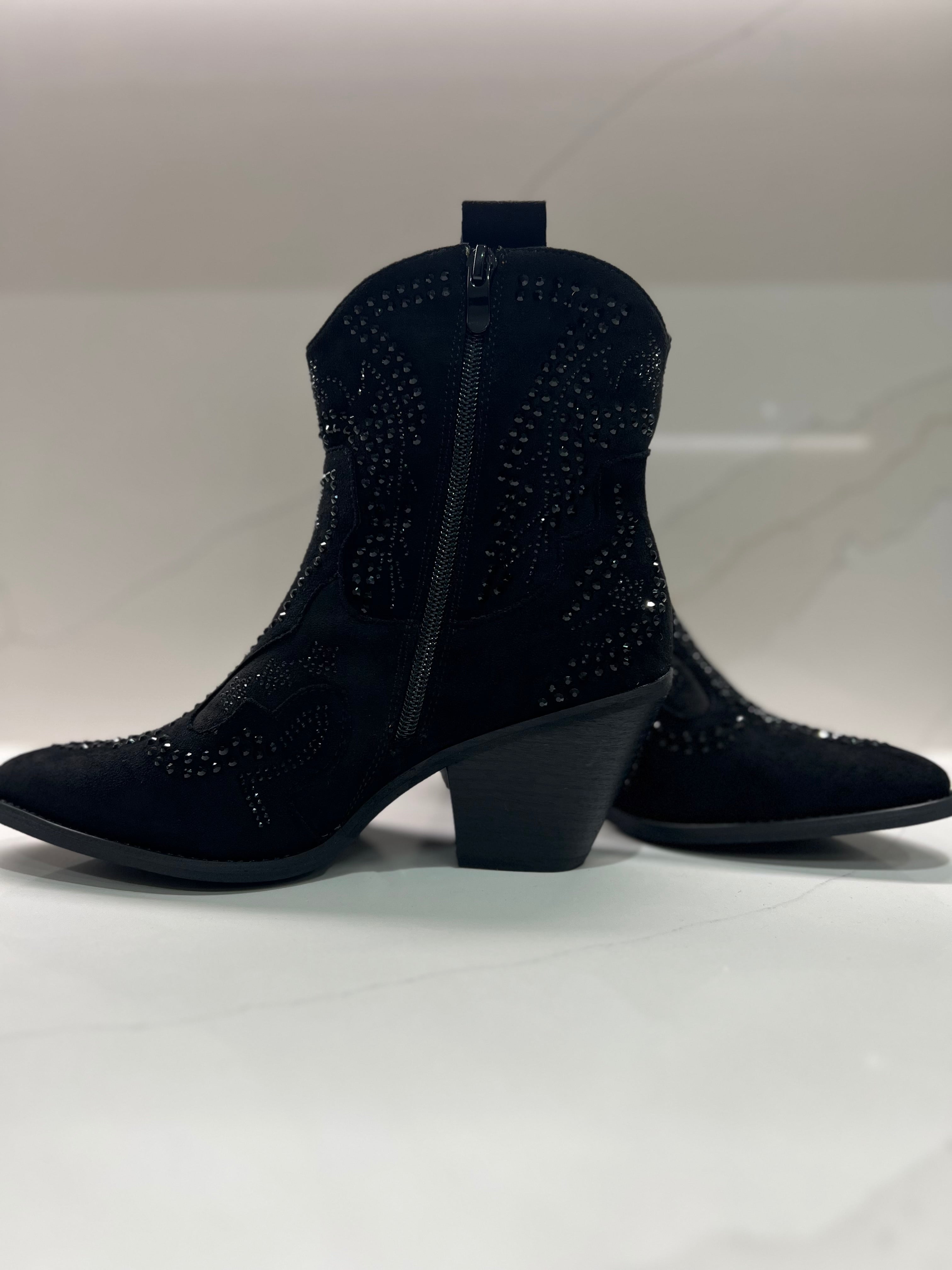 The Calista Embellished Boot Black