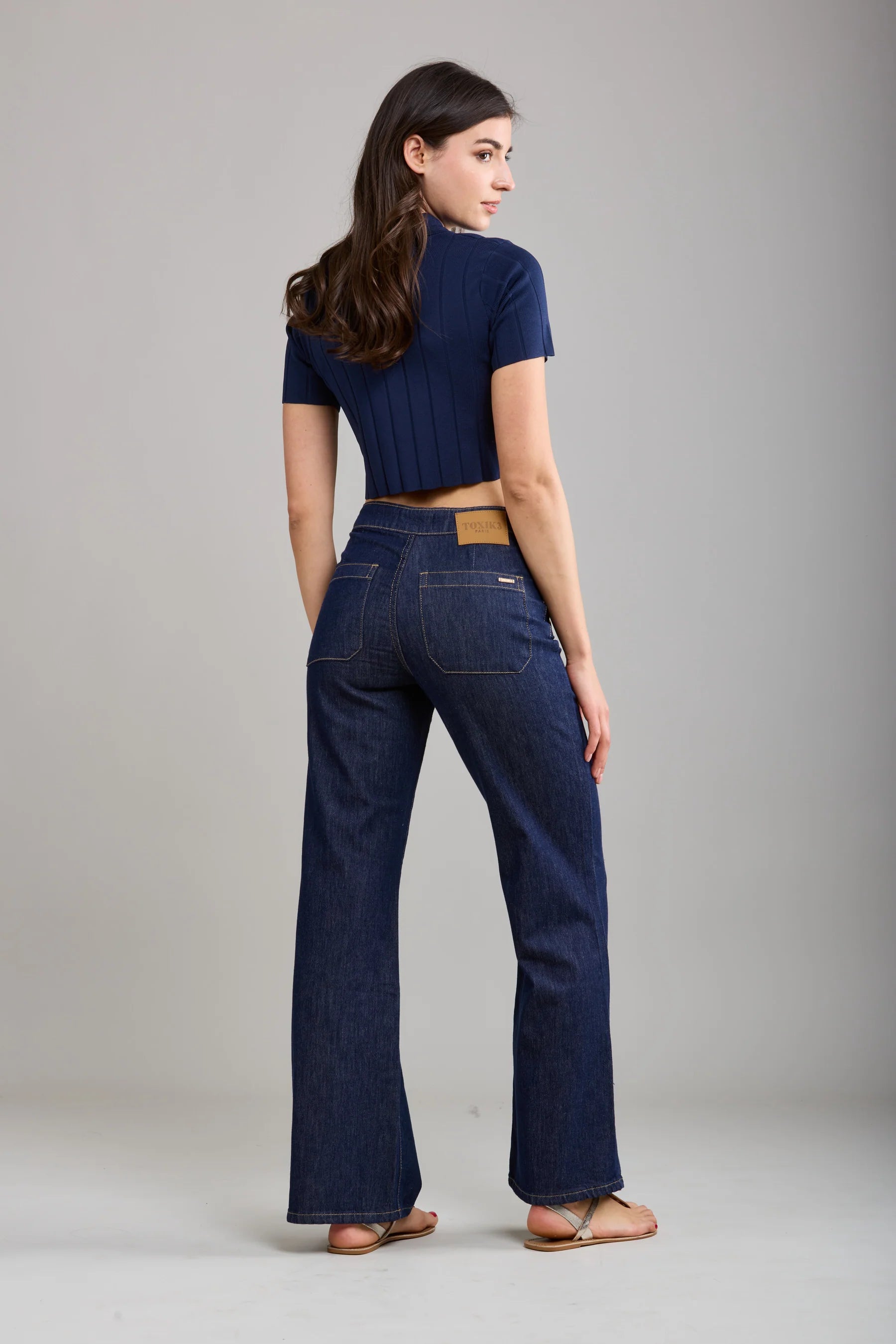🔹 Toxik3 Paris – Marine Wide Leg Jean