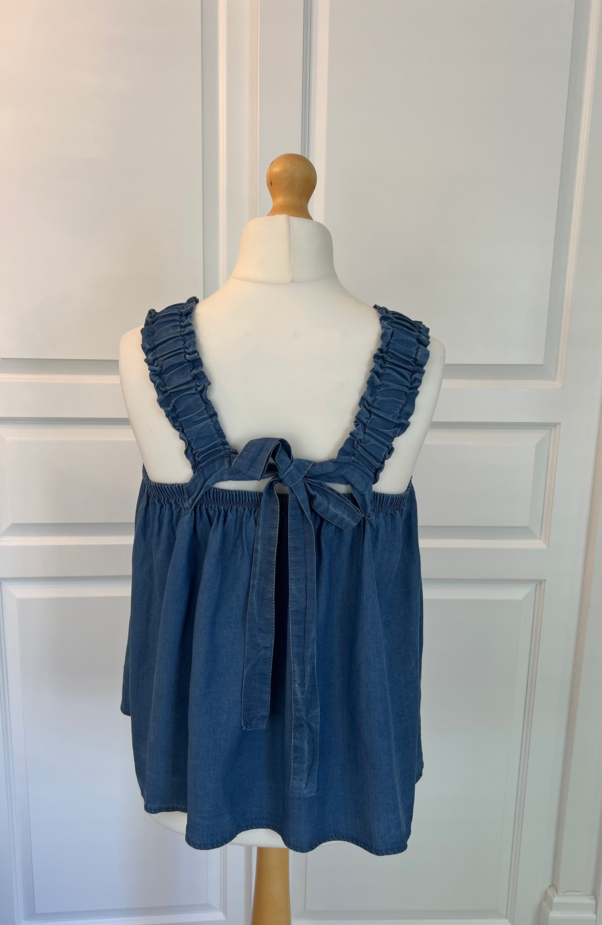 Indie Bow-Strap Denim Top