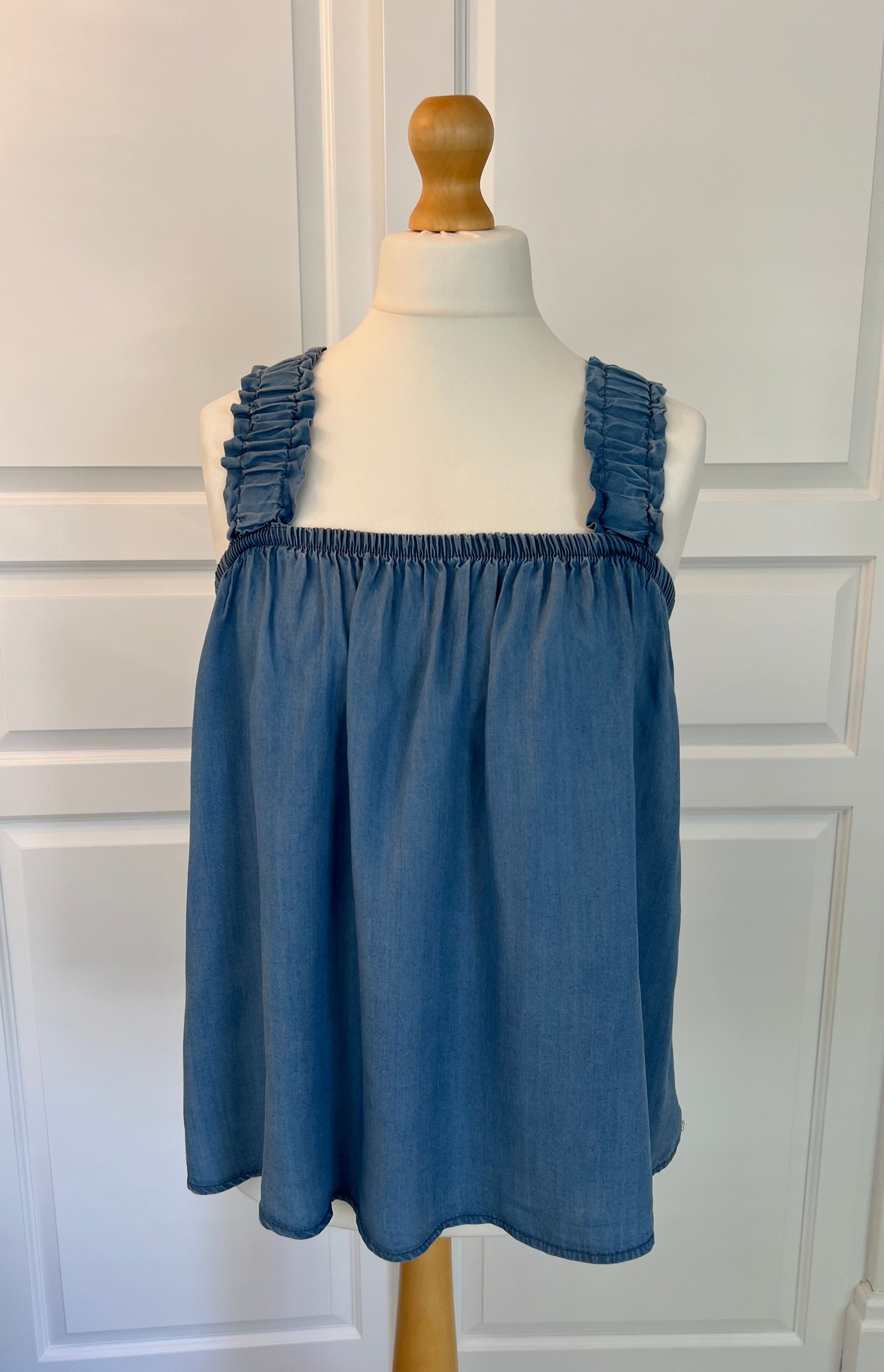Indie Bow-Strap Denim Top