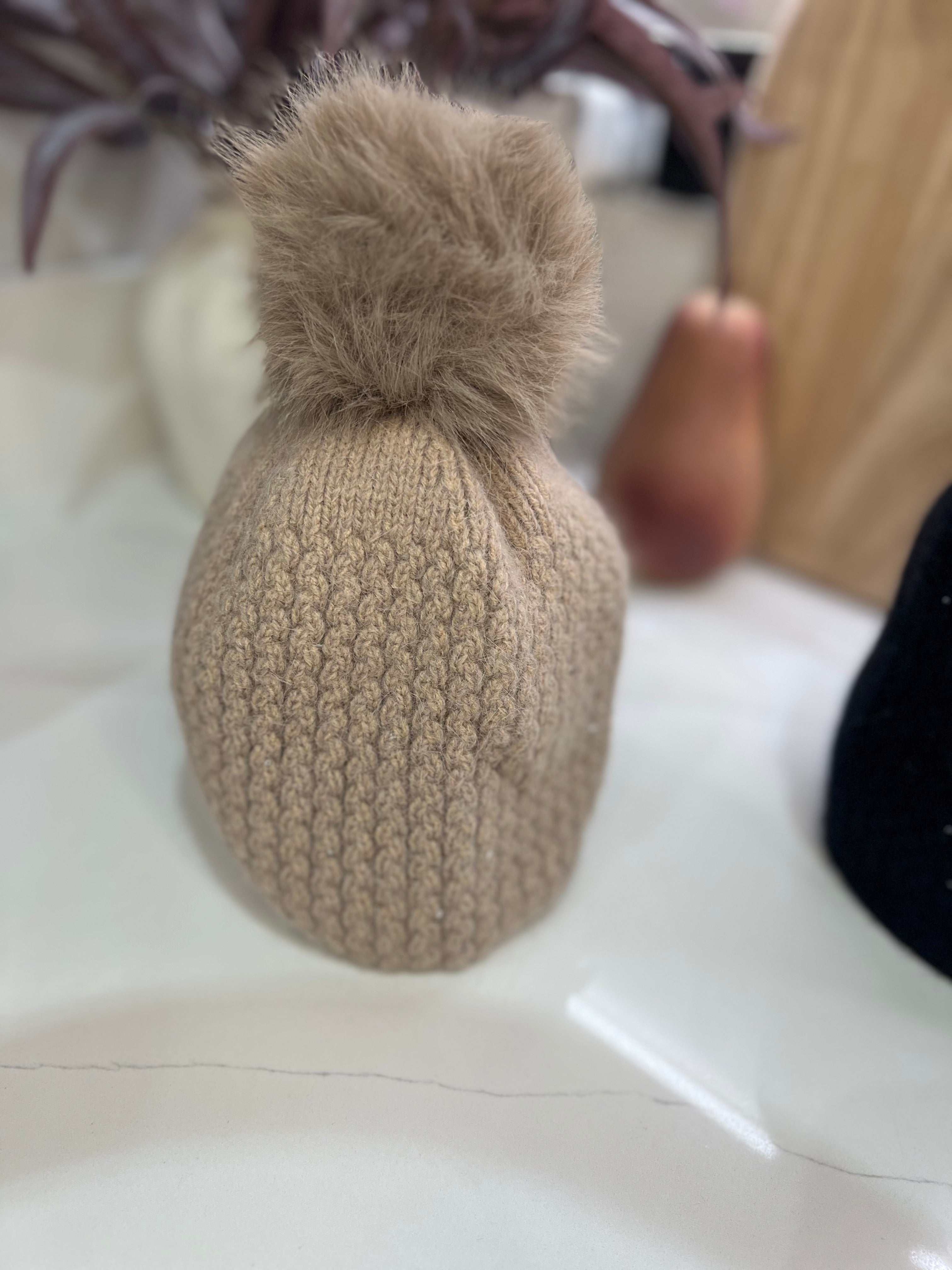 Faux Fur Pom-Pom Sparkle Bobble Hat
