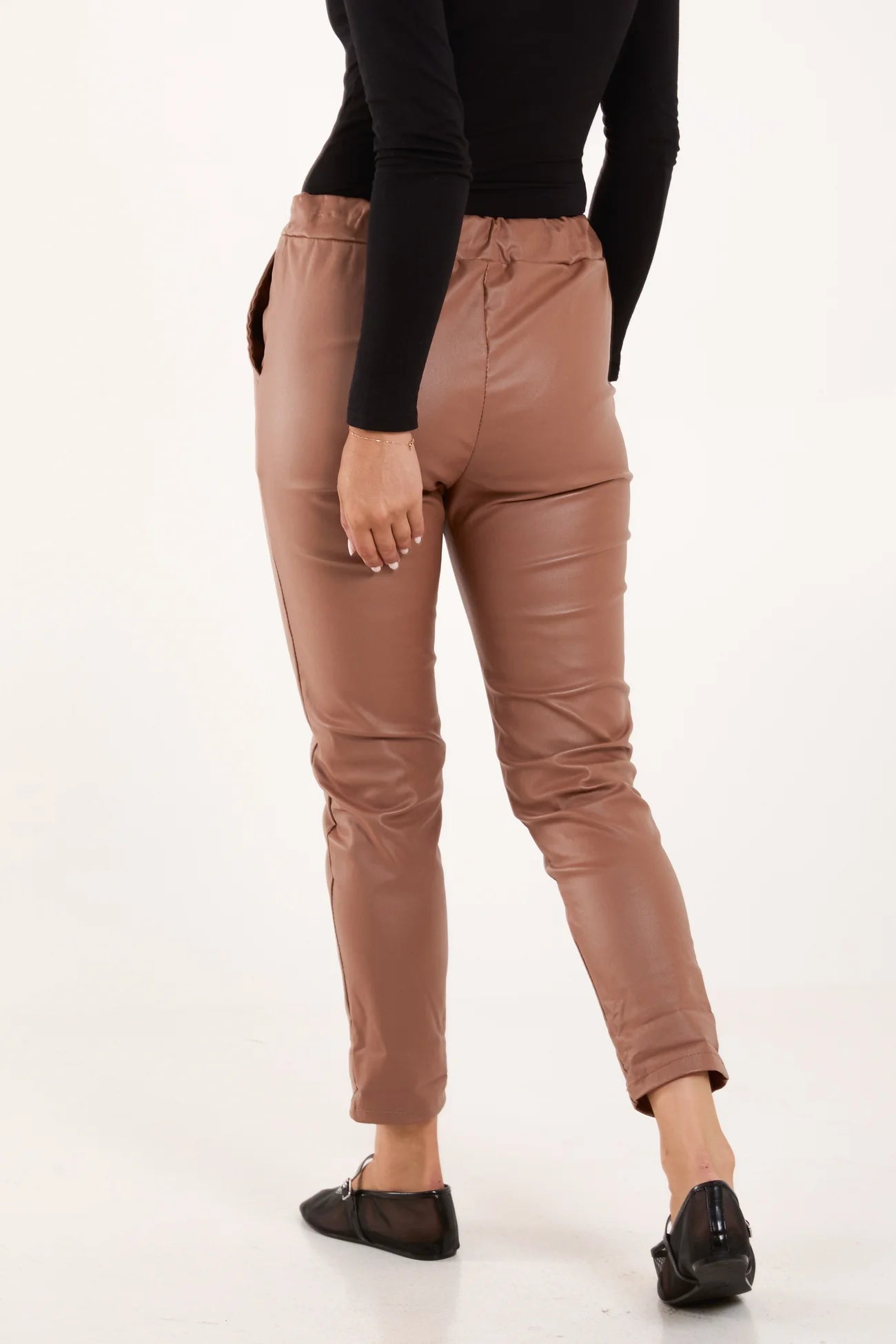 Grace Faux Leather PU Coated Magic Trousers