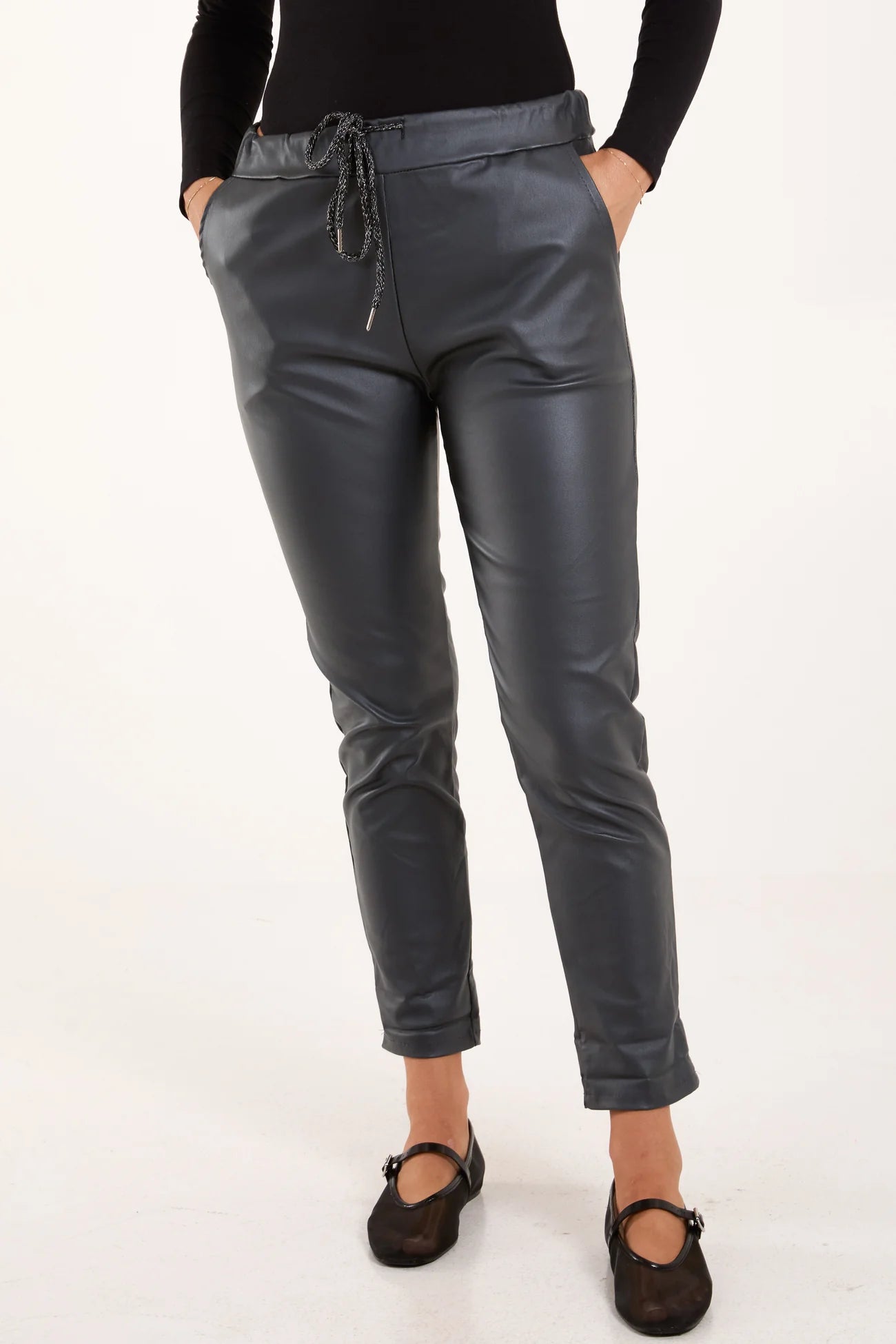 Grace Faux Leather PU Coated Magic Trousers