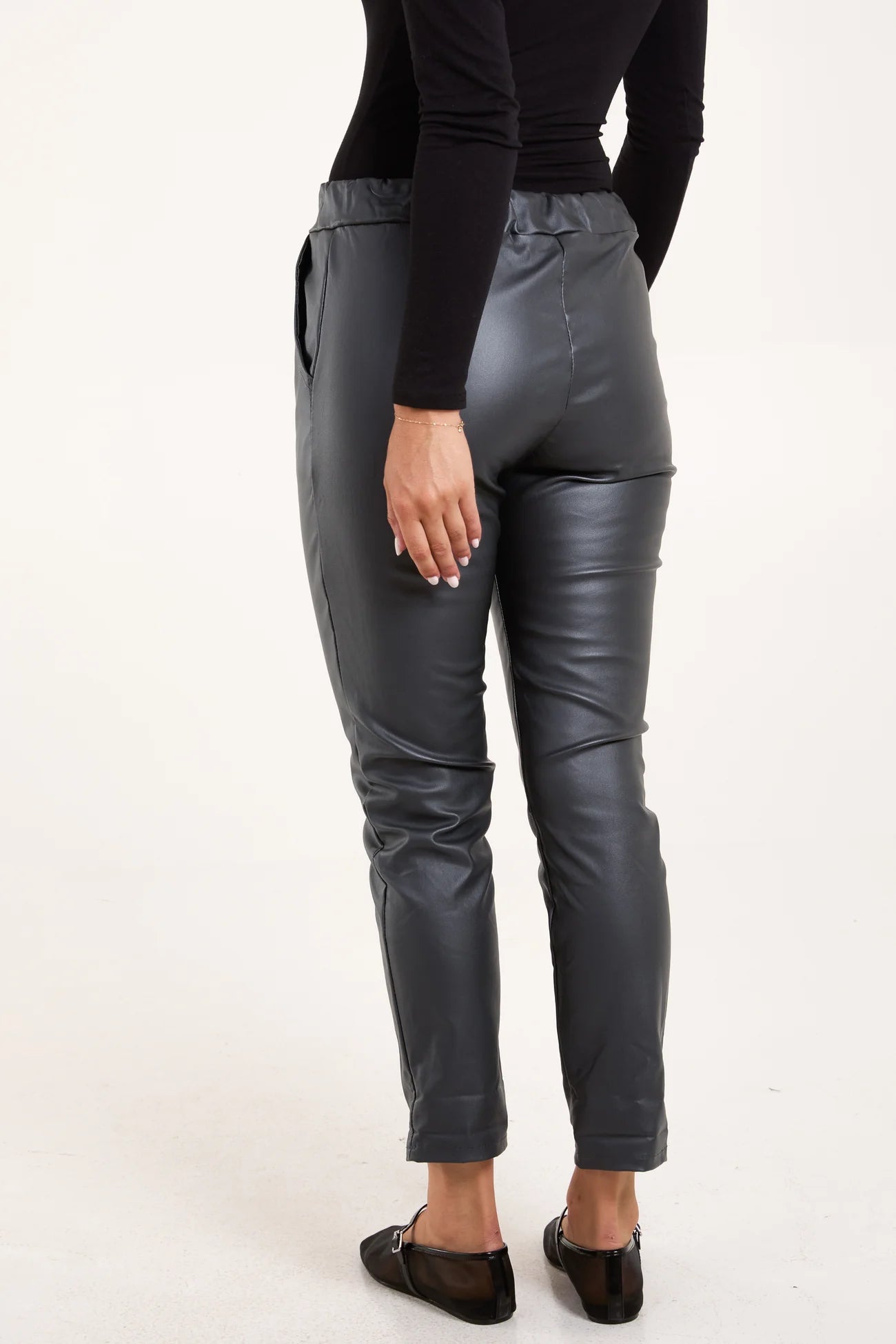 Grace Faux Leather PU Coated Magic Trousers