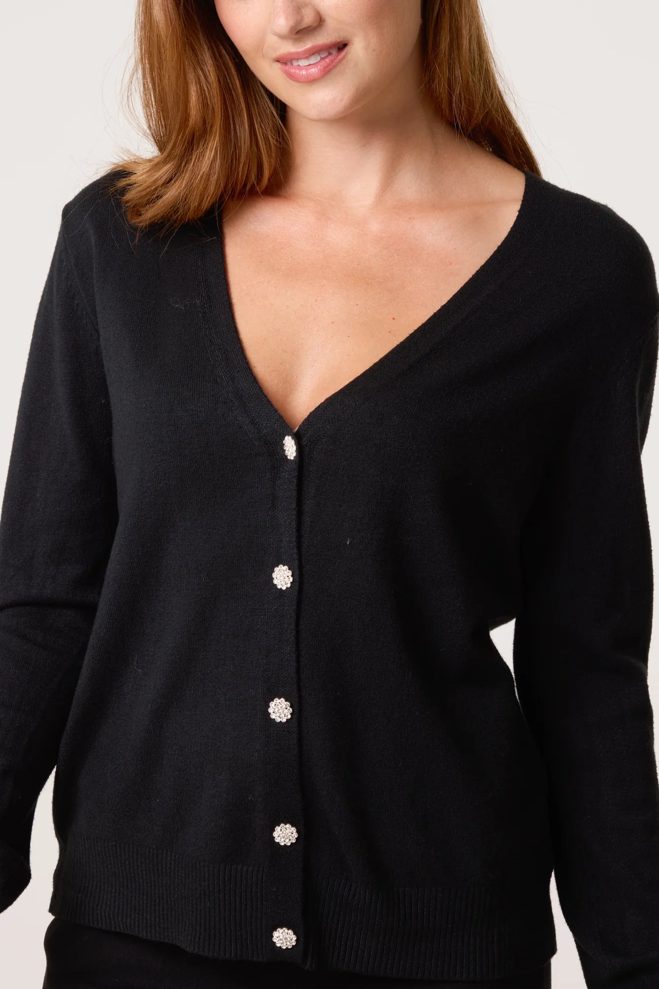 ✨ Diamanté Bloom Cardi – V-Neck