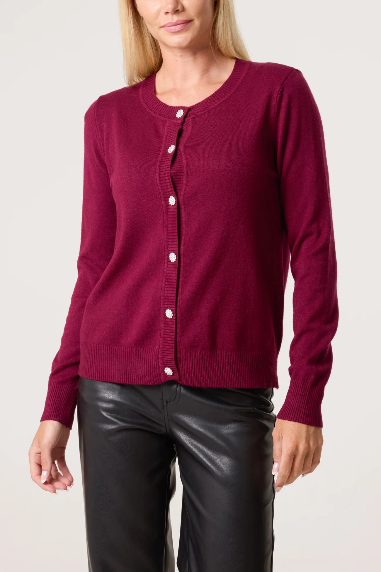 ✨ Diamanté Bloom Cardi – Round Neck