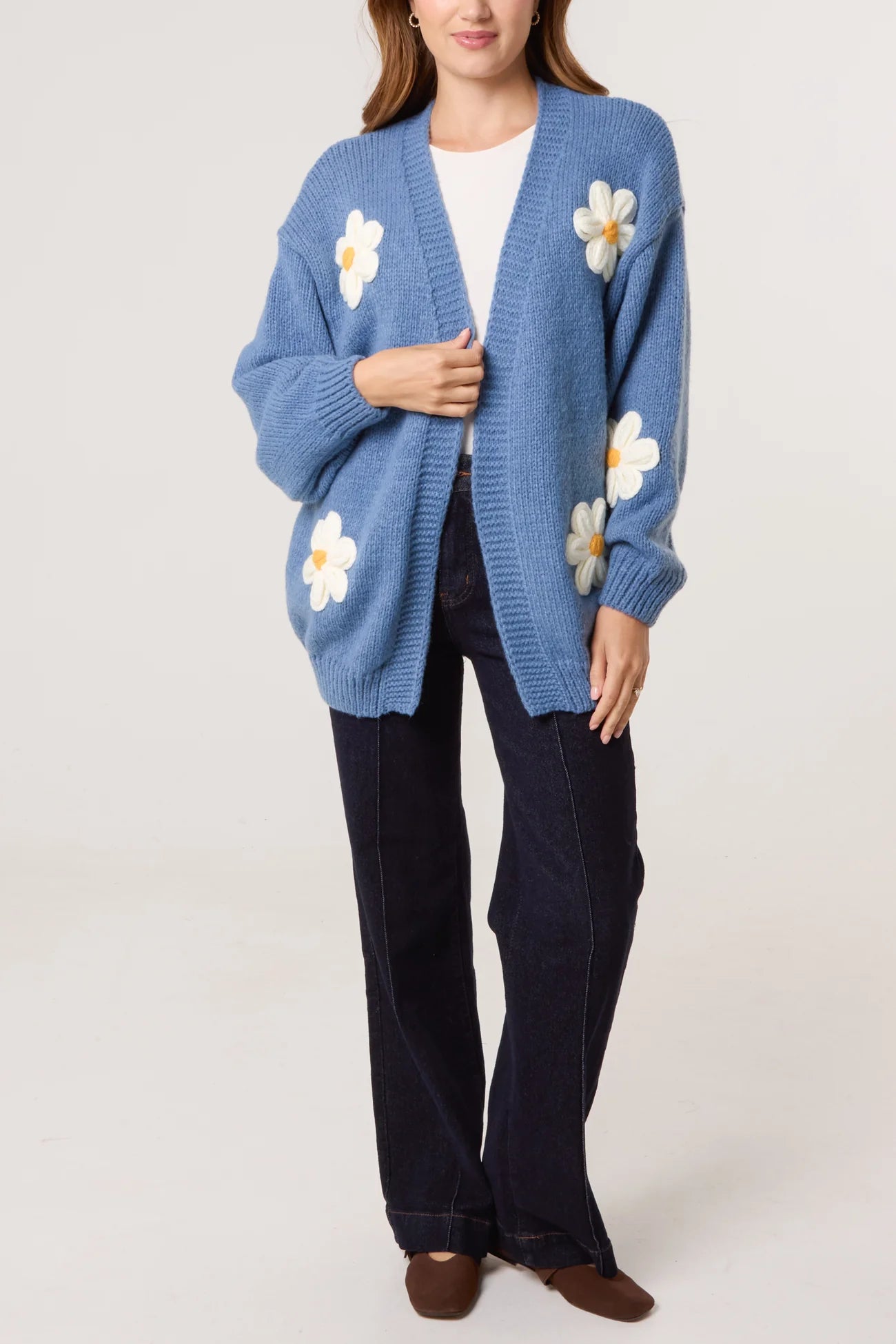 Daisy Knit Cardigan – Denim Blue