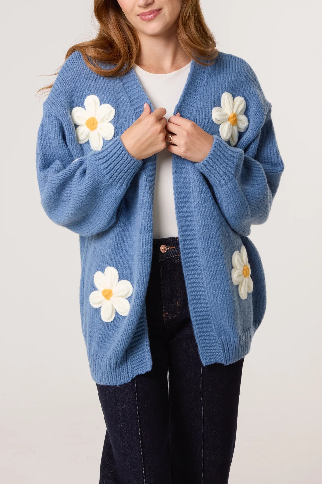 Daisy Knit Cardigan – Denim Blue