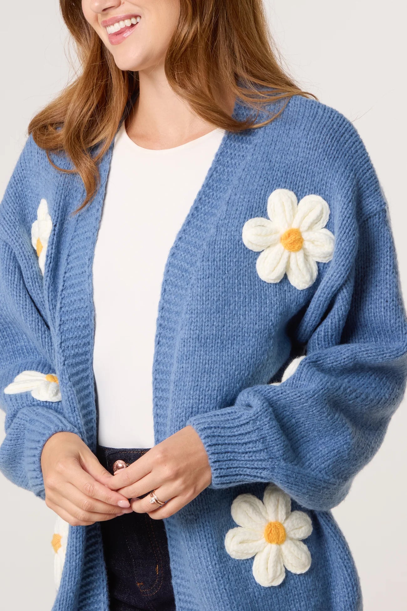 Daisy Knit Cardigan – Denim Blue