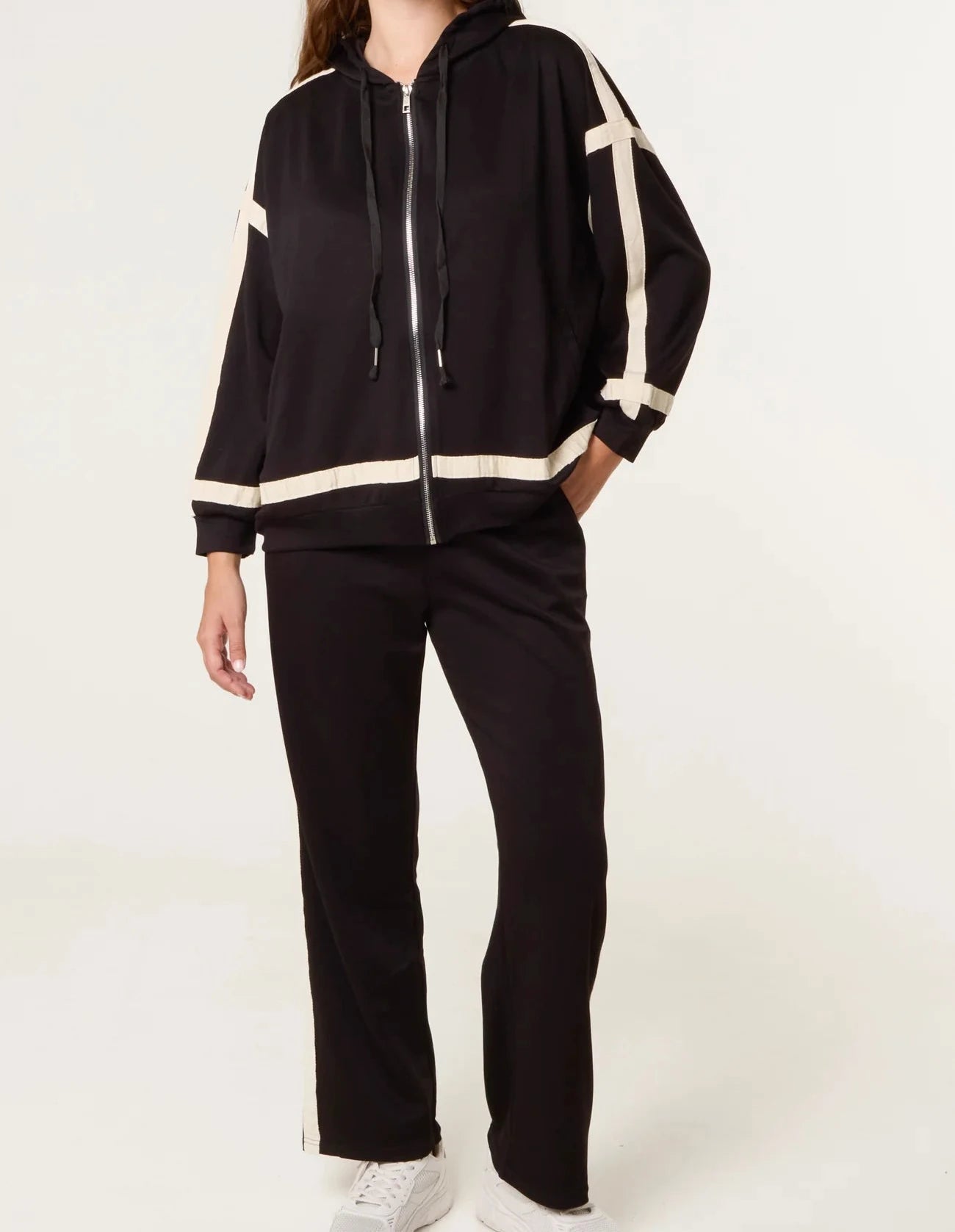 Trina Zip-Up Jacket – Black Stripe Edition