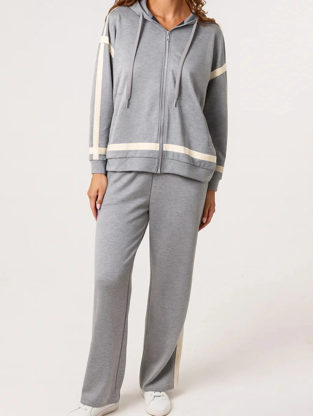 Trina Zip-Up Jacket – Grey Stripe Edition