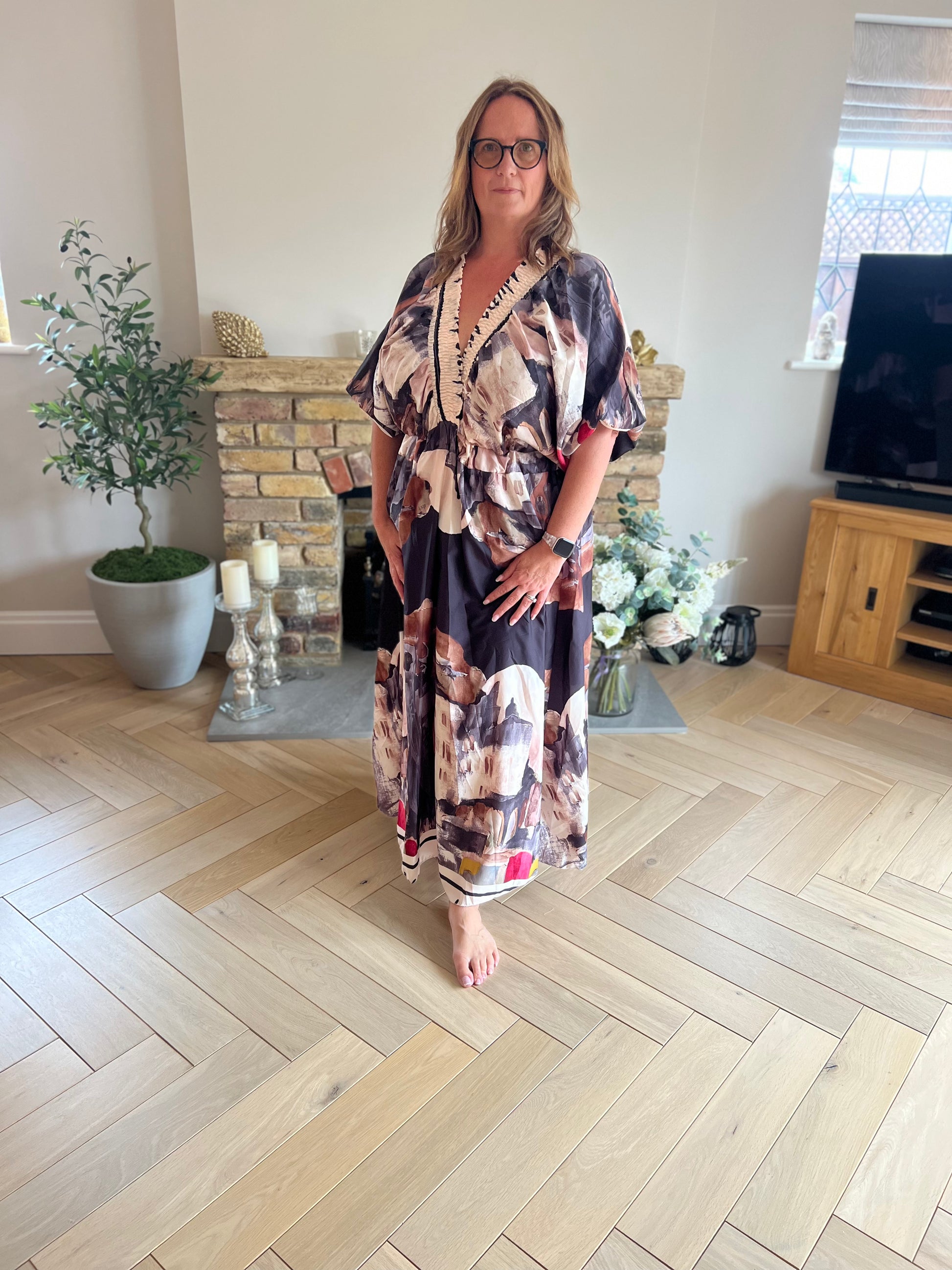 The Marlowe Maxi Dress – Abstract Bloom Edition