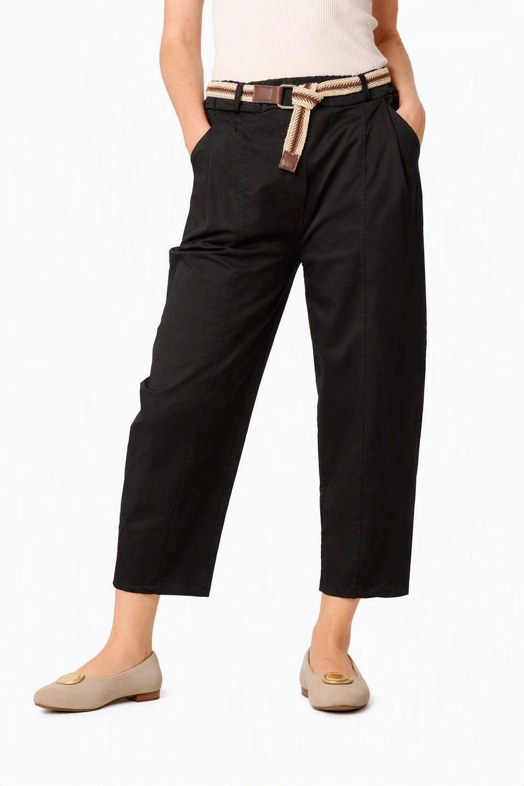 Beth Barrel Leg Trousers with Belt