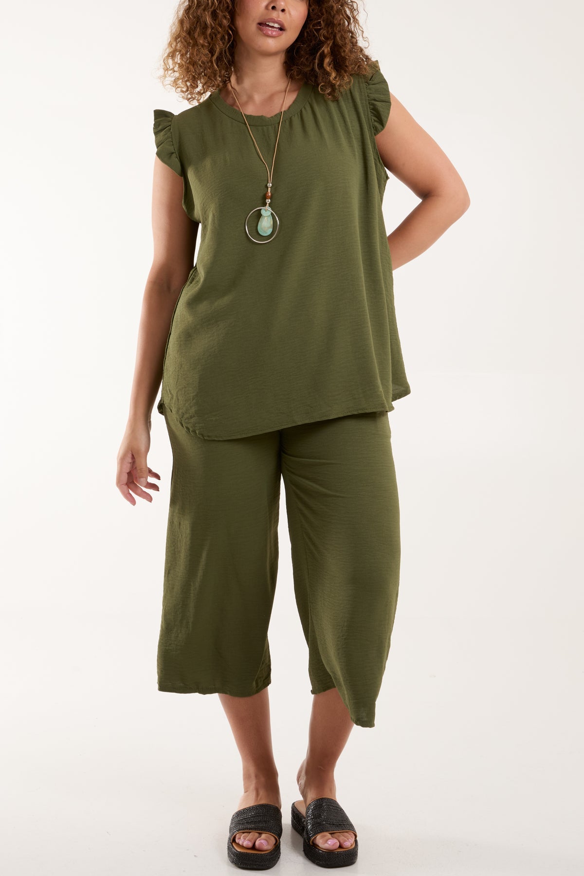 Rita Ruffle Sleeve Top & Culotte Trousers Set