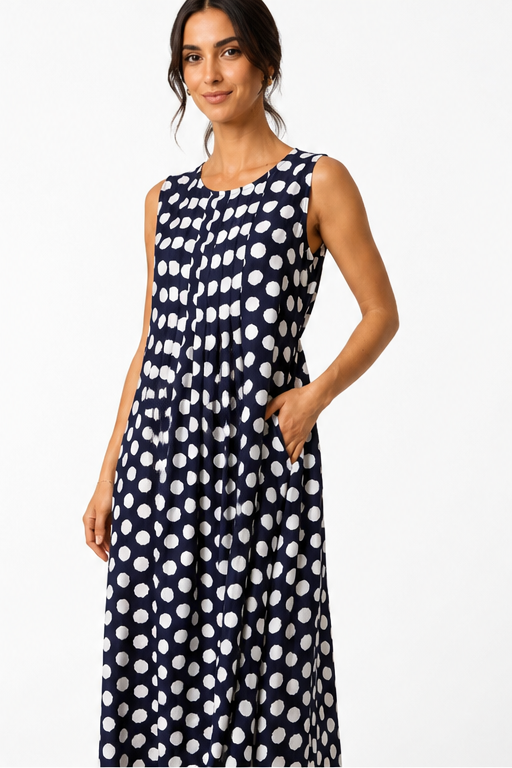 Emi – Polka Dot Sleeveless Midi Dress
