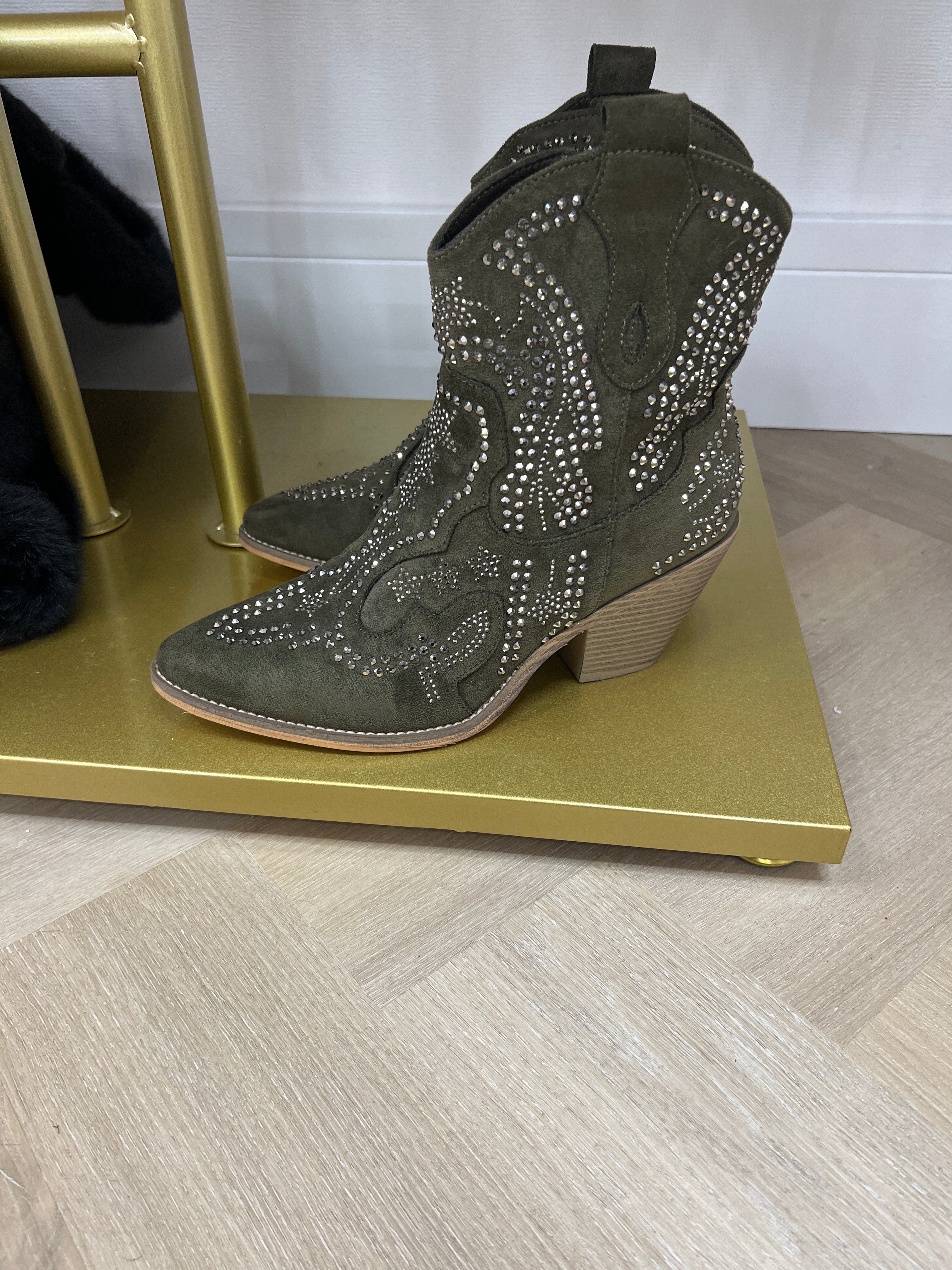 The Calista Embellished Boot Dark Green