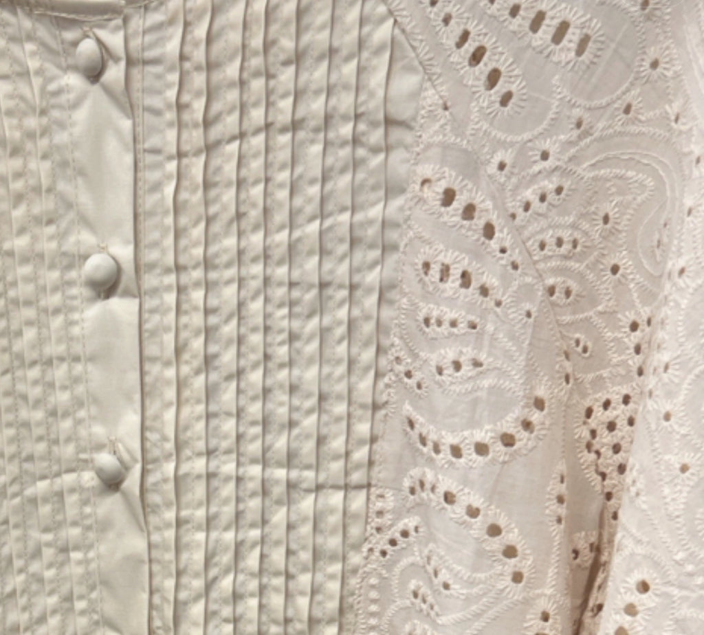 Embroidered Short Set – White & Beige