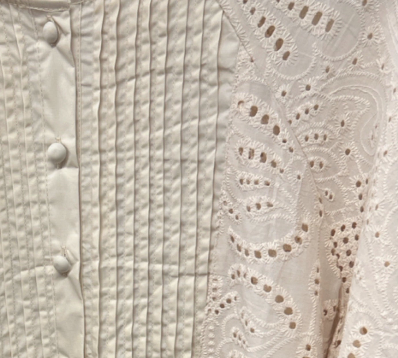 Embroidered Short Set – White & Beige