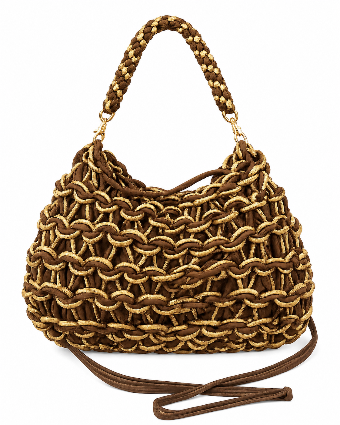 Louisa Two‑Tone Metallic Woven Bag