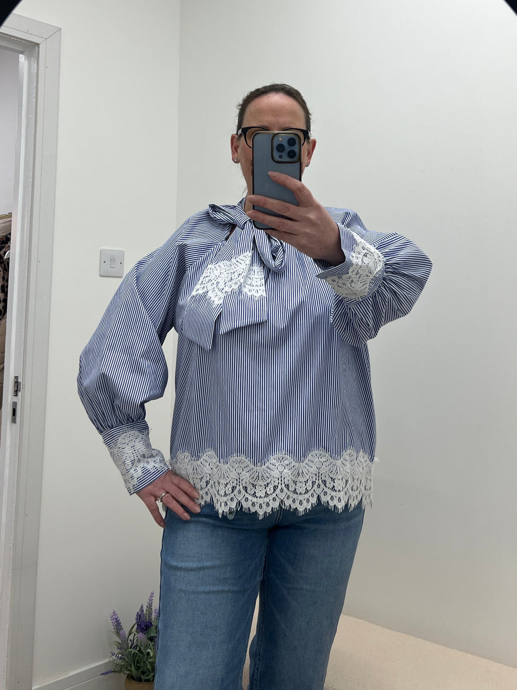 Lace Whisper Stripe Blouse