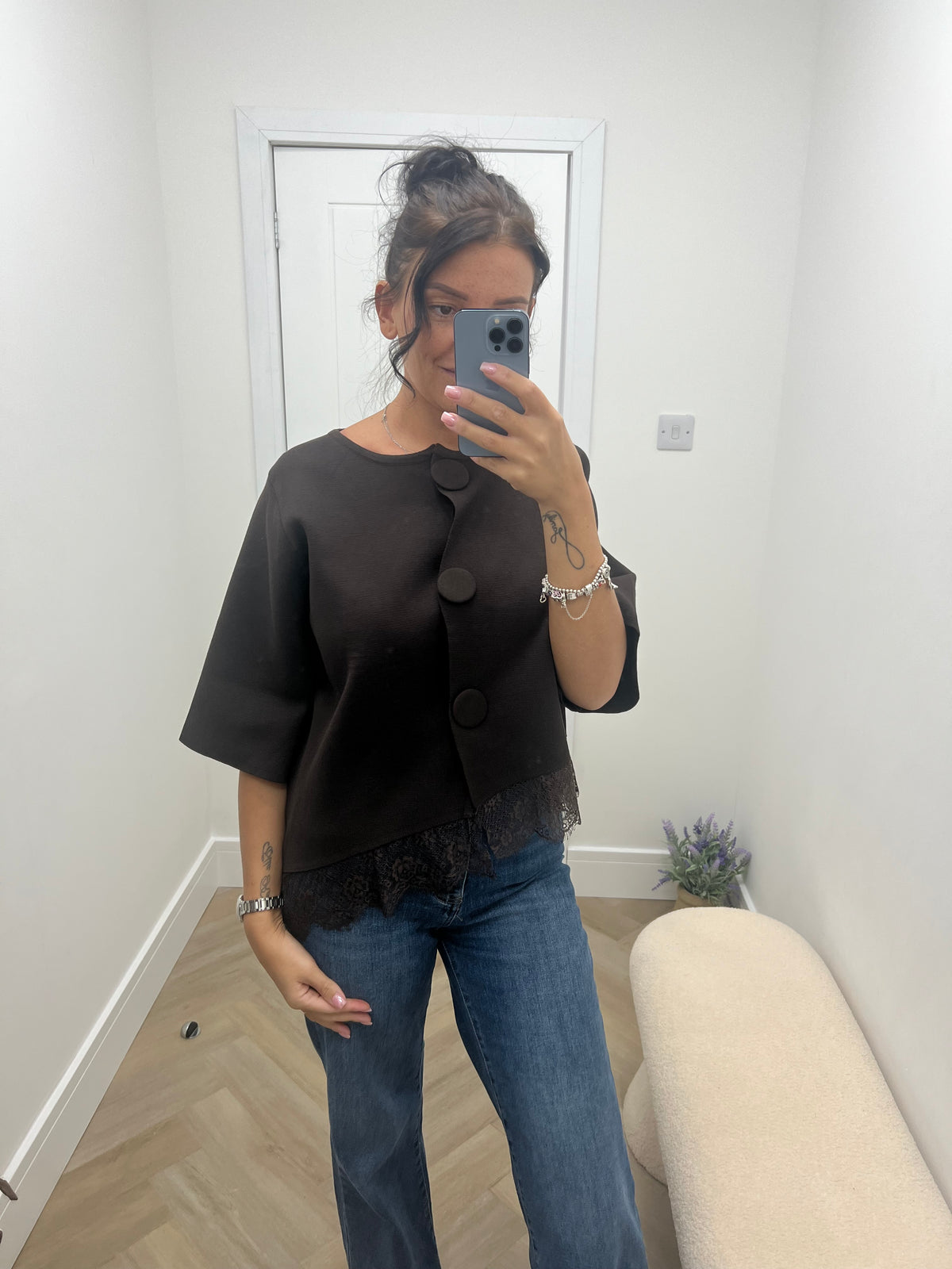 Isla large Button Asymmetric Knitted Top