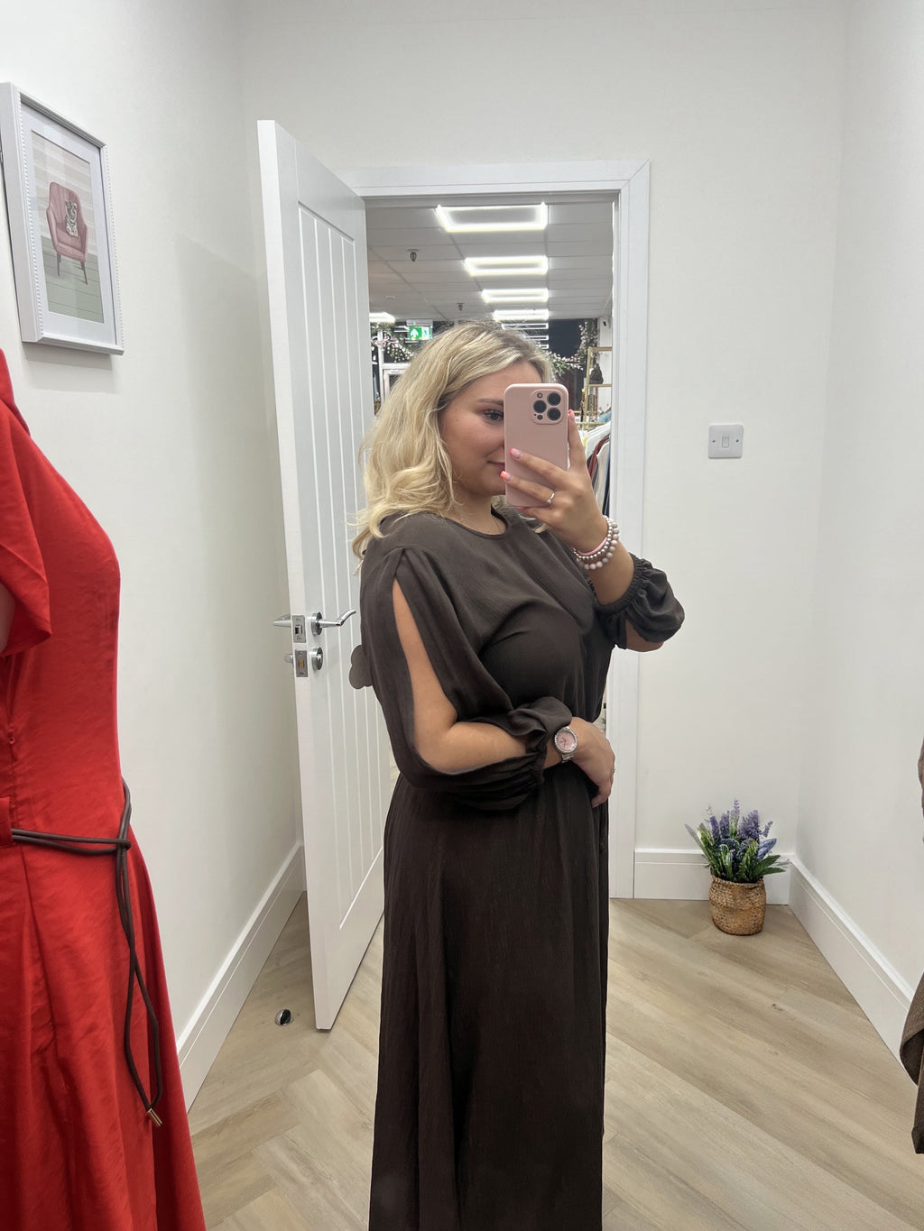 Lidia split sleeve dress🤎🤍💙