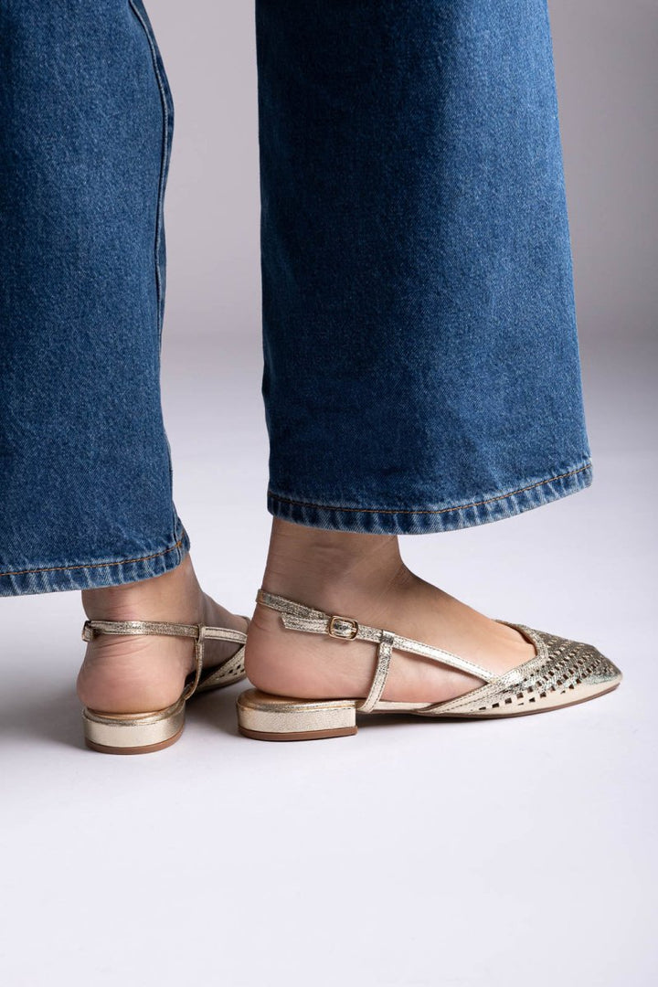 ✨ Mila — Cutwork Slingback in Gold & Neutral