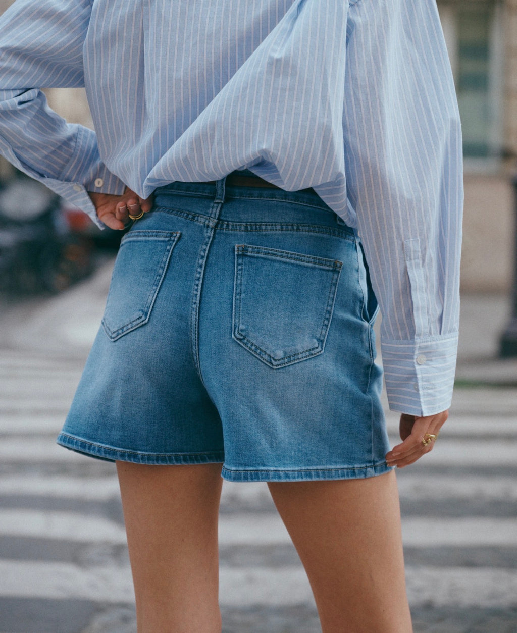 “Daphia” A‑line Denim Shorts – Ana & Lucy