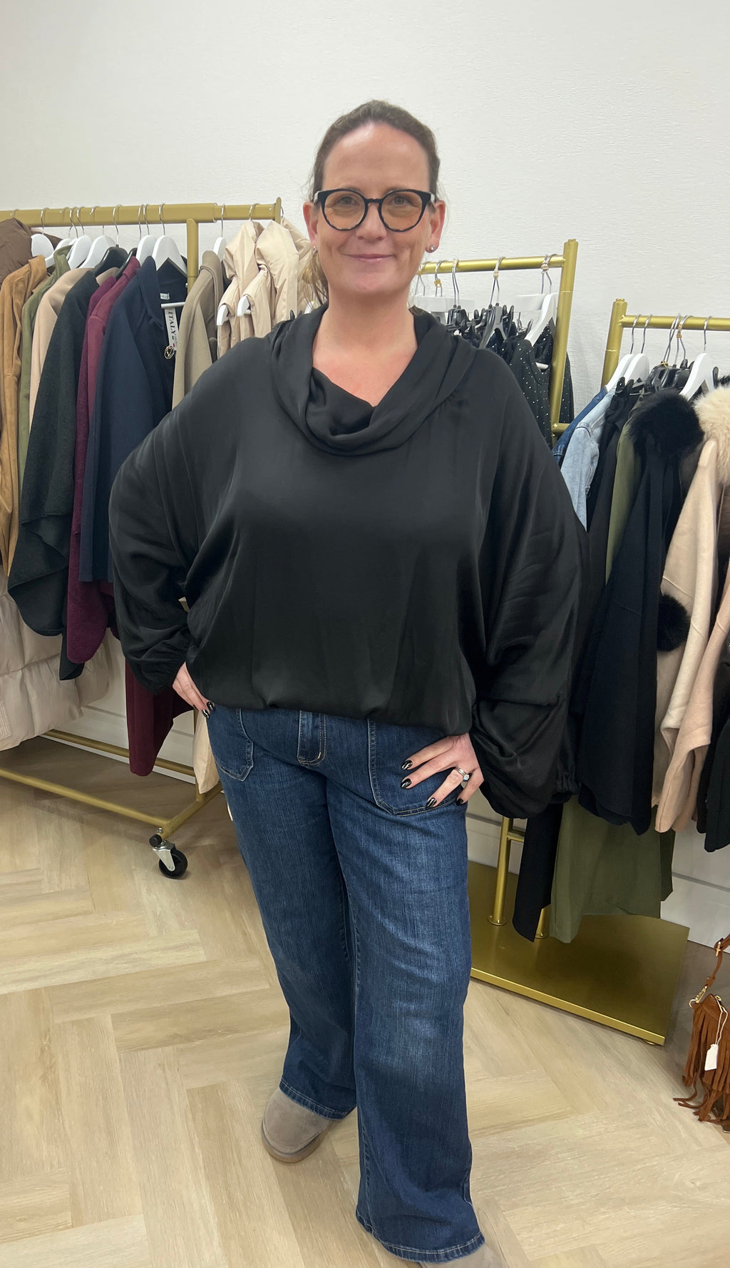 Verity Cowl‑Neck Top