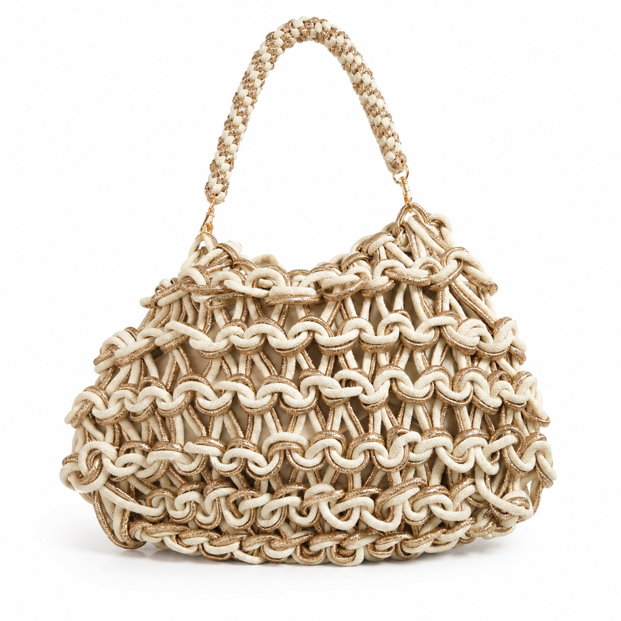 Louisa Two‑Tone Metallic Woven Bag