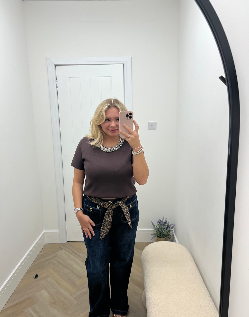 Leopard Scarf Belt Jeans Dark Zac & Zoe