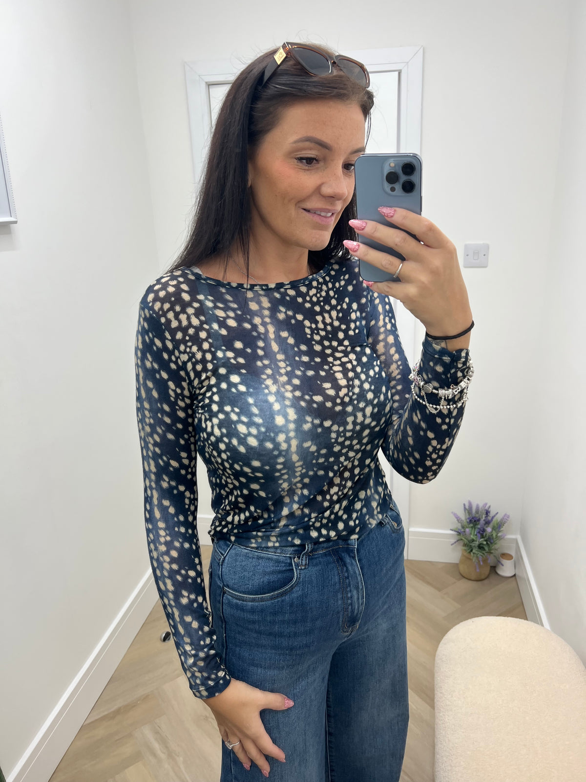 Callie Bambi Print Cashmere Blend Top