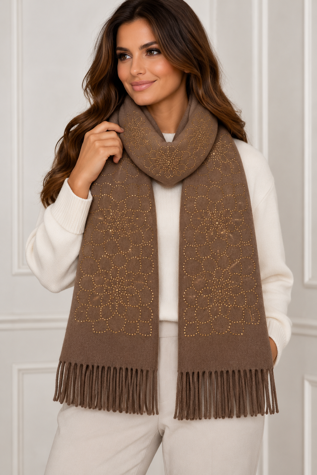 Dahlia Embellished Cashmere Feel Scarf