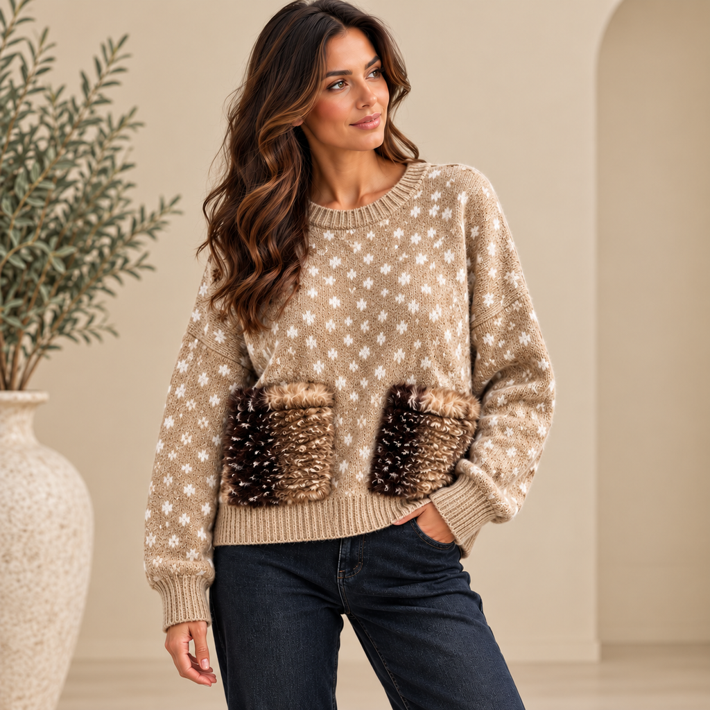Bambi Faux Fur Pocket Jumper