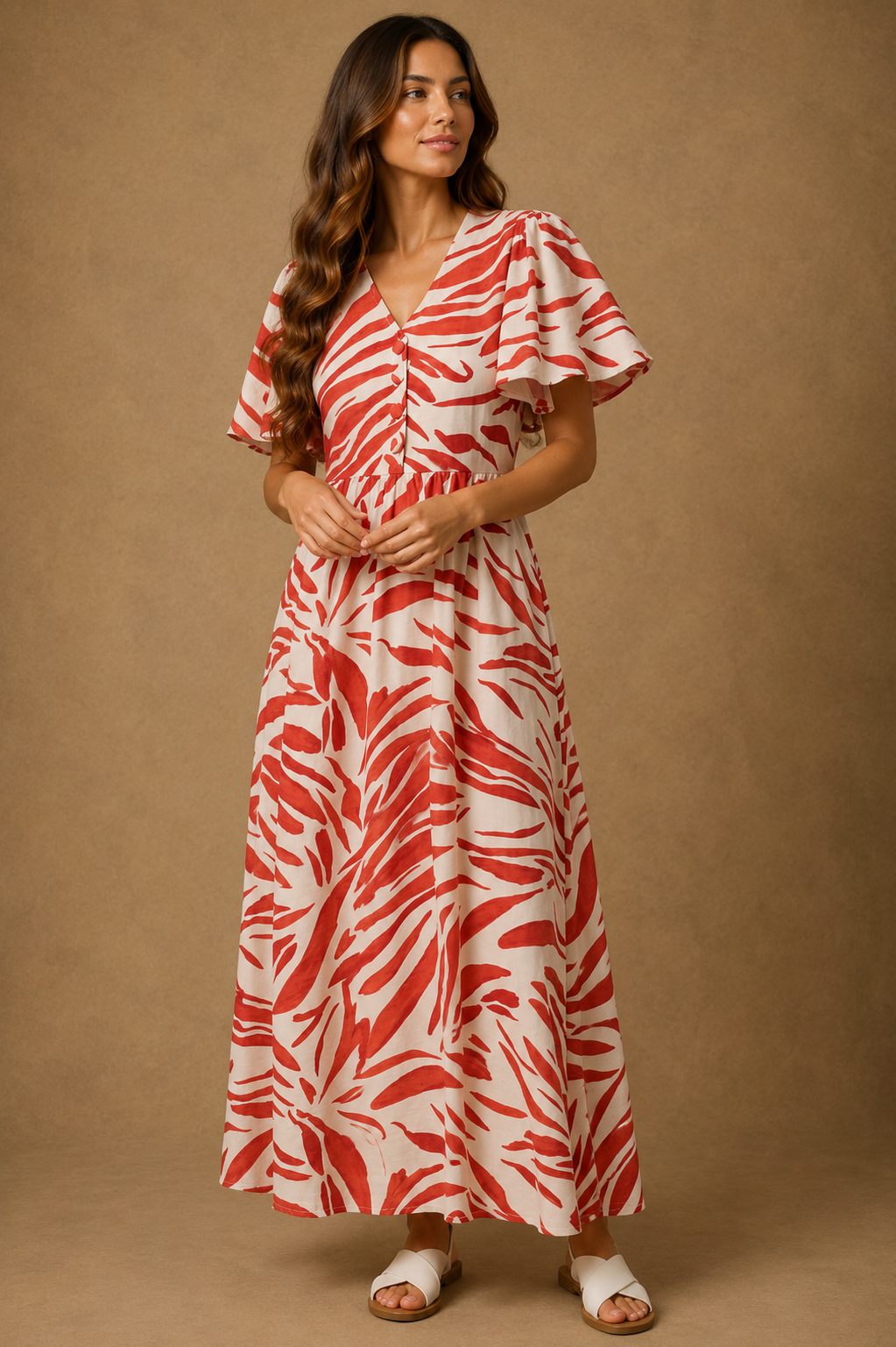 Ruth Brushstroke Dress Orange
