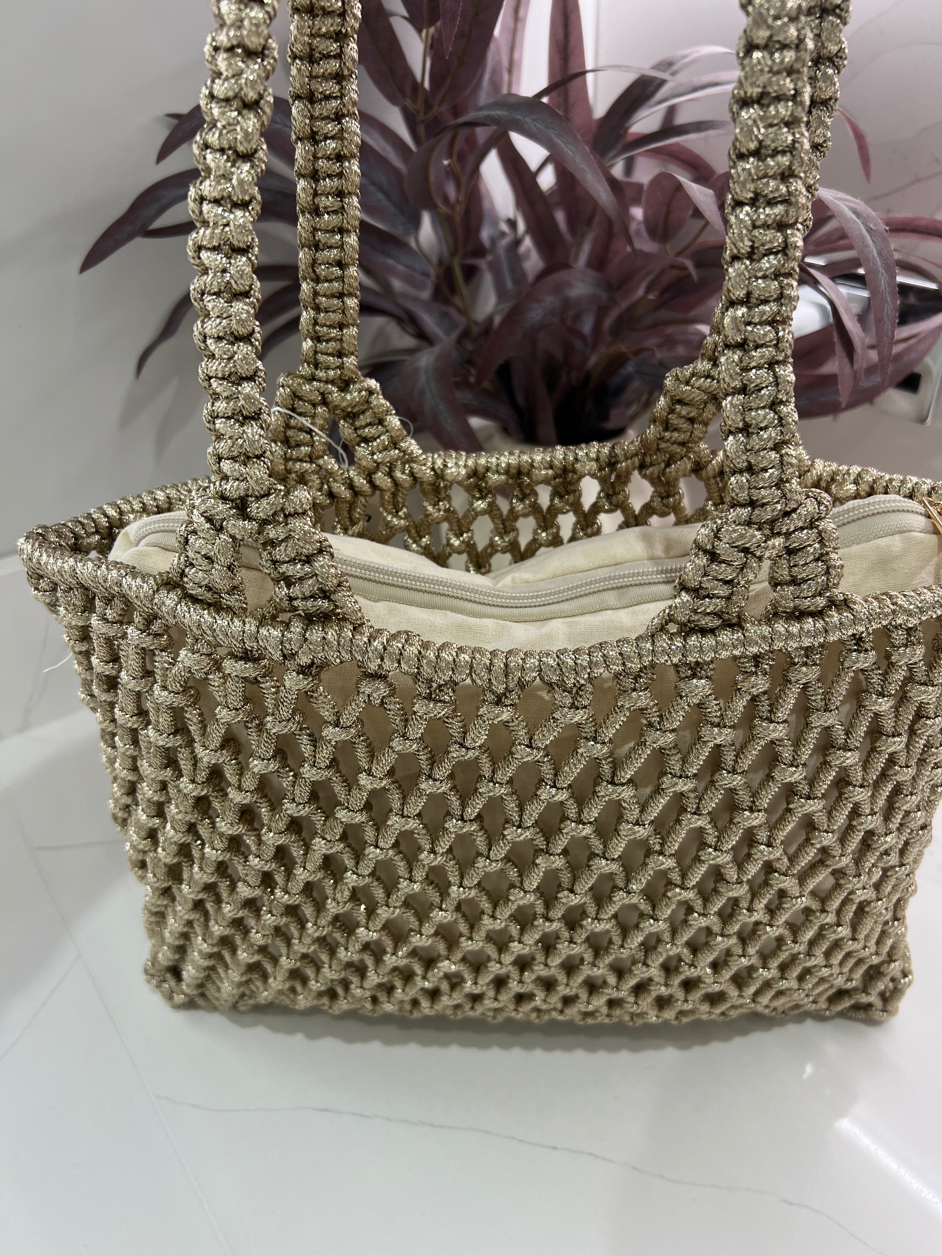 Gigi Metallic Rope Bag