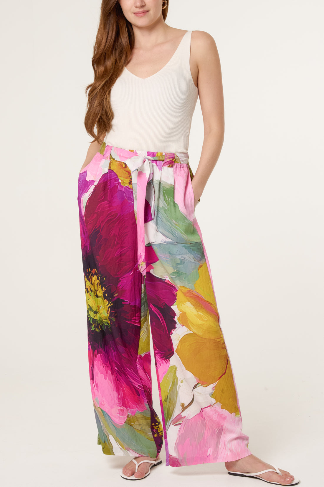 The Lilia Watercolour Flower Belted Trousers 🌸