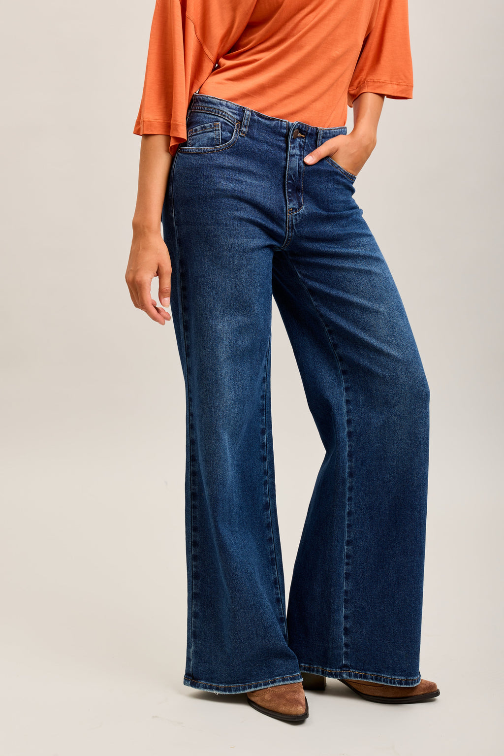 TOXIK3 WIDE DENIM STRETCH JEAN PANTS PATCH POCKETS