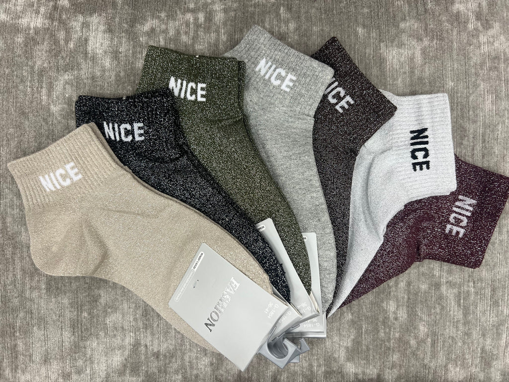 ✨ NICE Metallic Ankle Socks – Soft, Sparkly & Everyday Chic