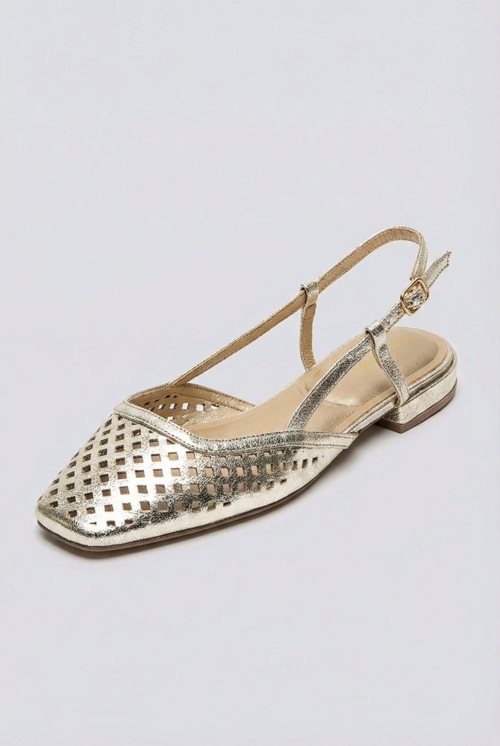 ✨ Mila — Cutwork Slingback in Gold & Neutral