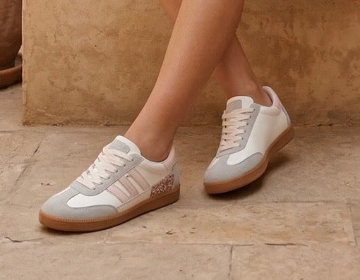✨ Alina — Grey, White & Pink Glitter Trainers