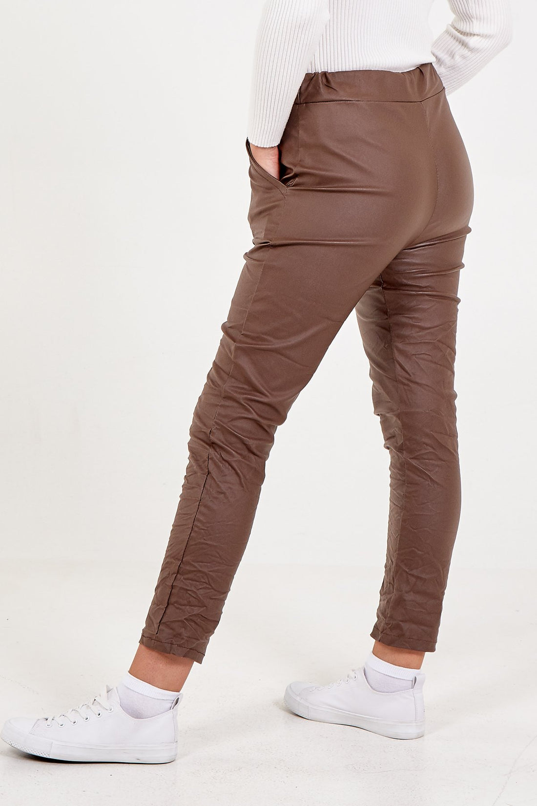 Grace Faux Leather PU Coated Crushed Magic Trousers